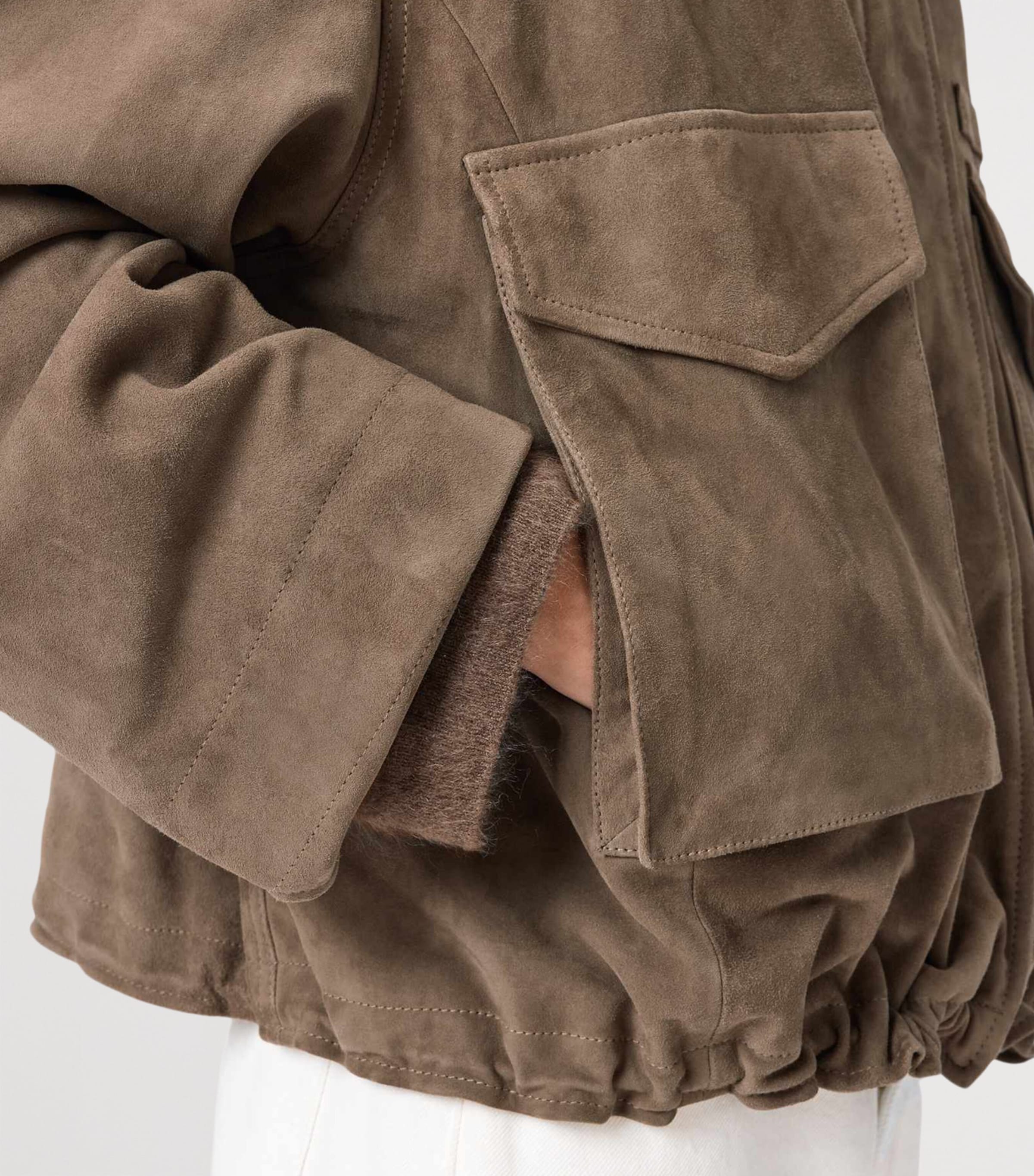 AllSaints Womens Suede Clay Bomber Jacket Walnut Brown Image 6