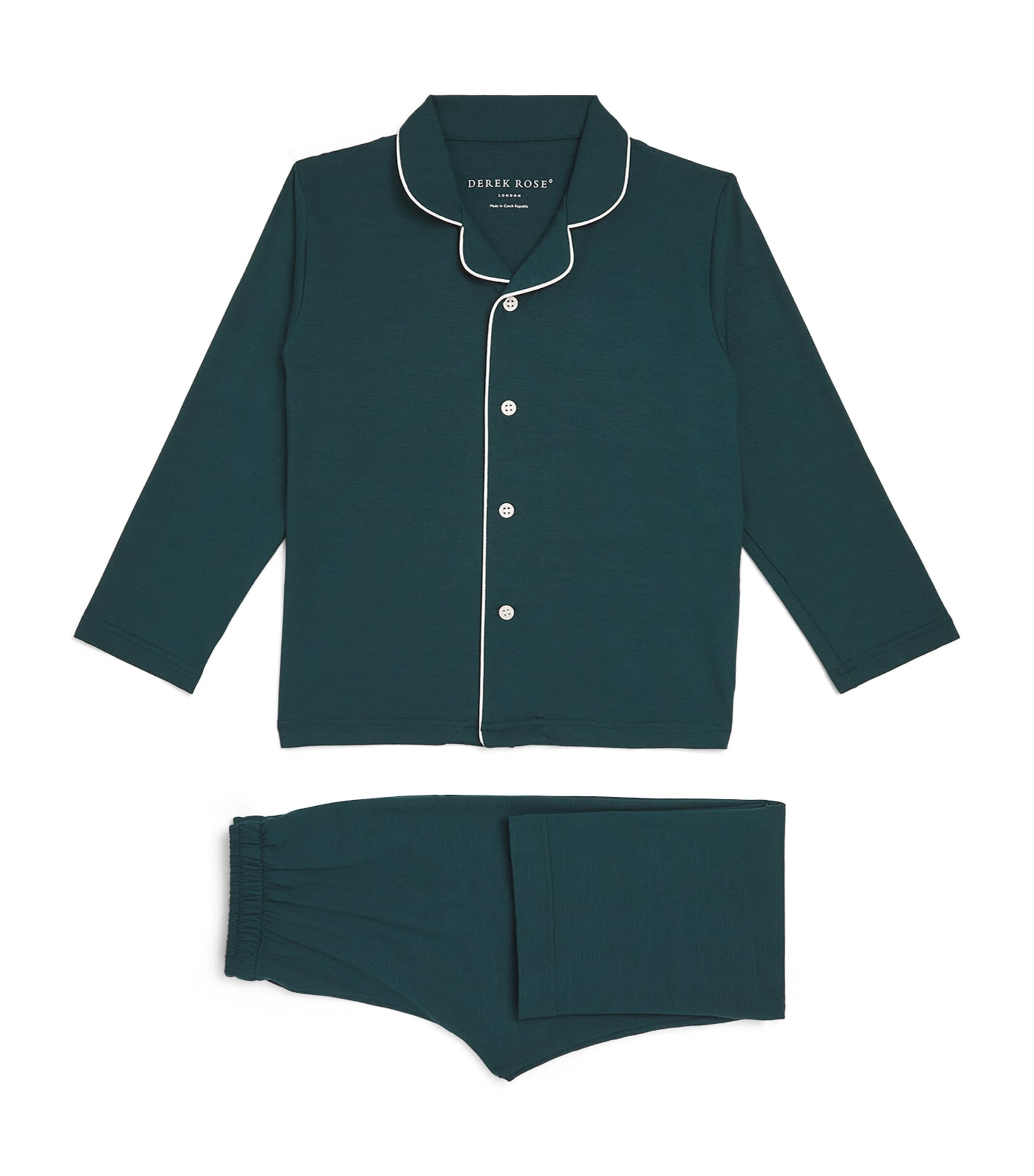 Shop Derek Rose Basel Pyjama Set In Green