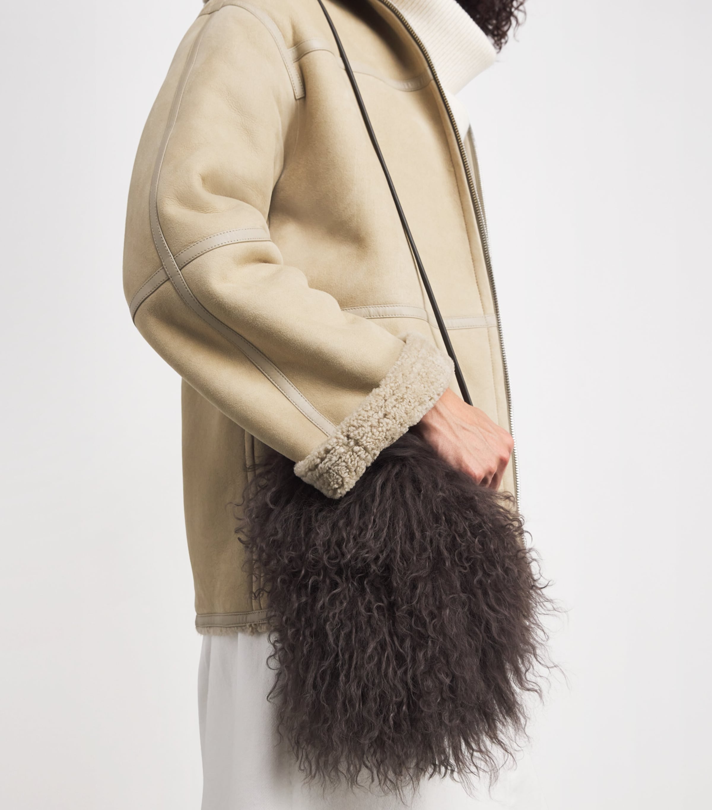 Long-Haired Shearling Phone Pouch A2009 Image 2