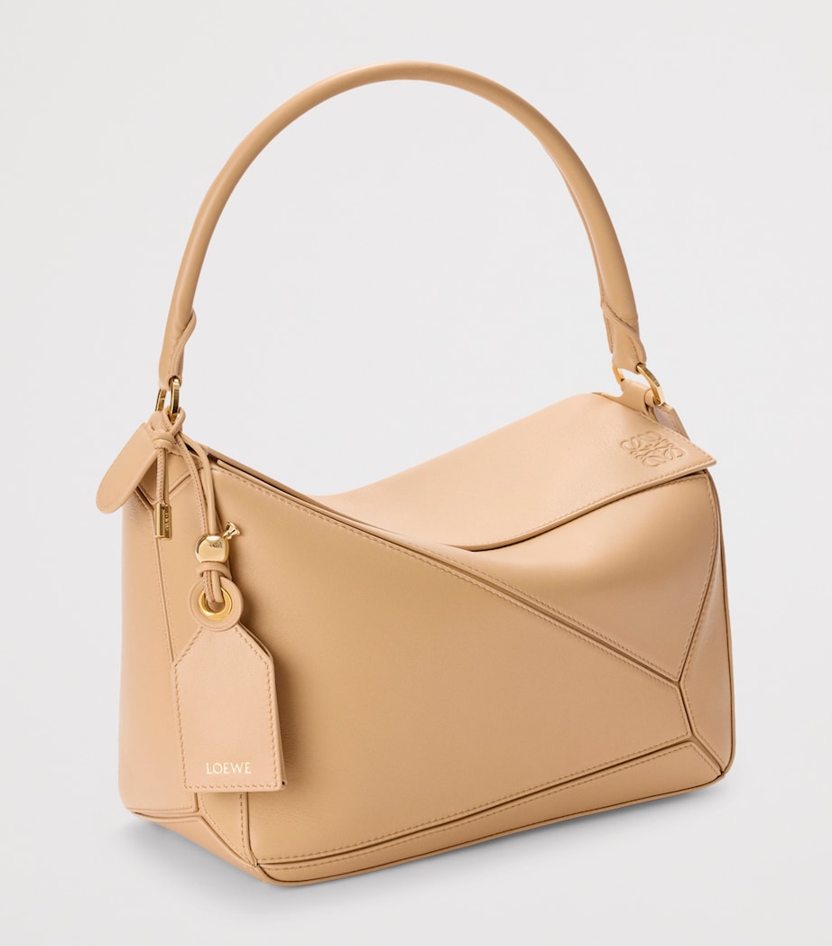 LOEWE Medium Leather Featherlight Puzzle Top-Handle Bag Silk Beige Image 3