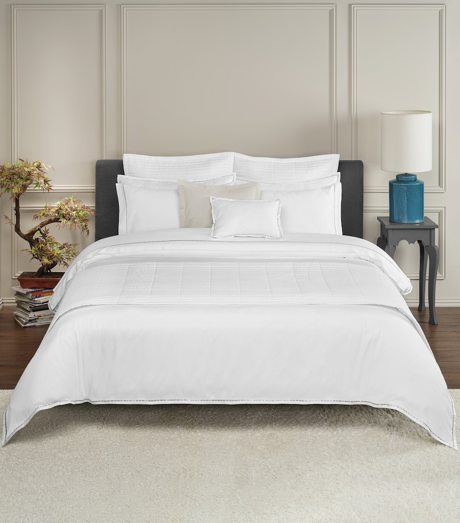 Cotton-Blend Nirvana Super King Flat Sheet (300cm x 265cm) WHITE/GREIGE Image 2