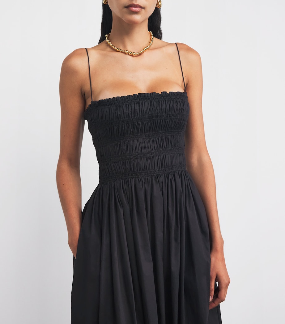 Matteau Womens Organic Cotton Shirred Maxi Dress Black Image 5
