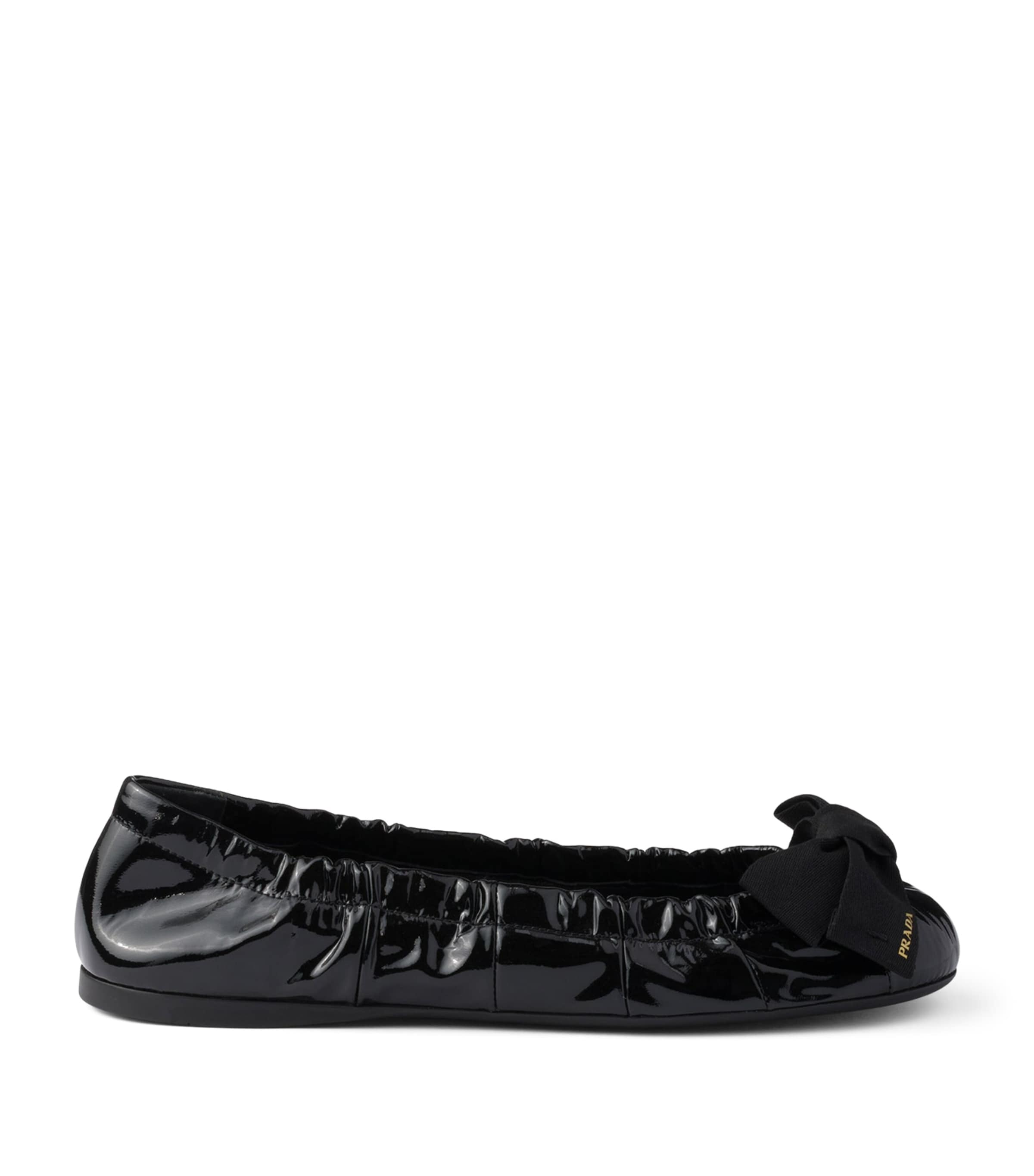 Prada Patent Leather Bow Ballet Flats Black Image 1