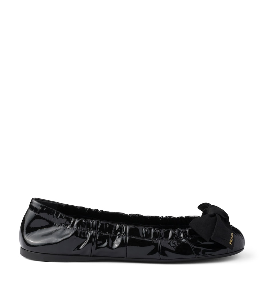 Prada Patent Leather Bow Ballet Flats Black Image 1
