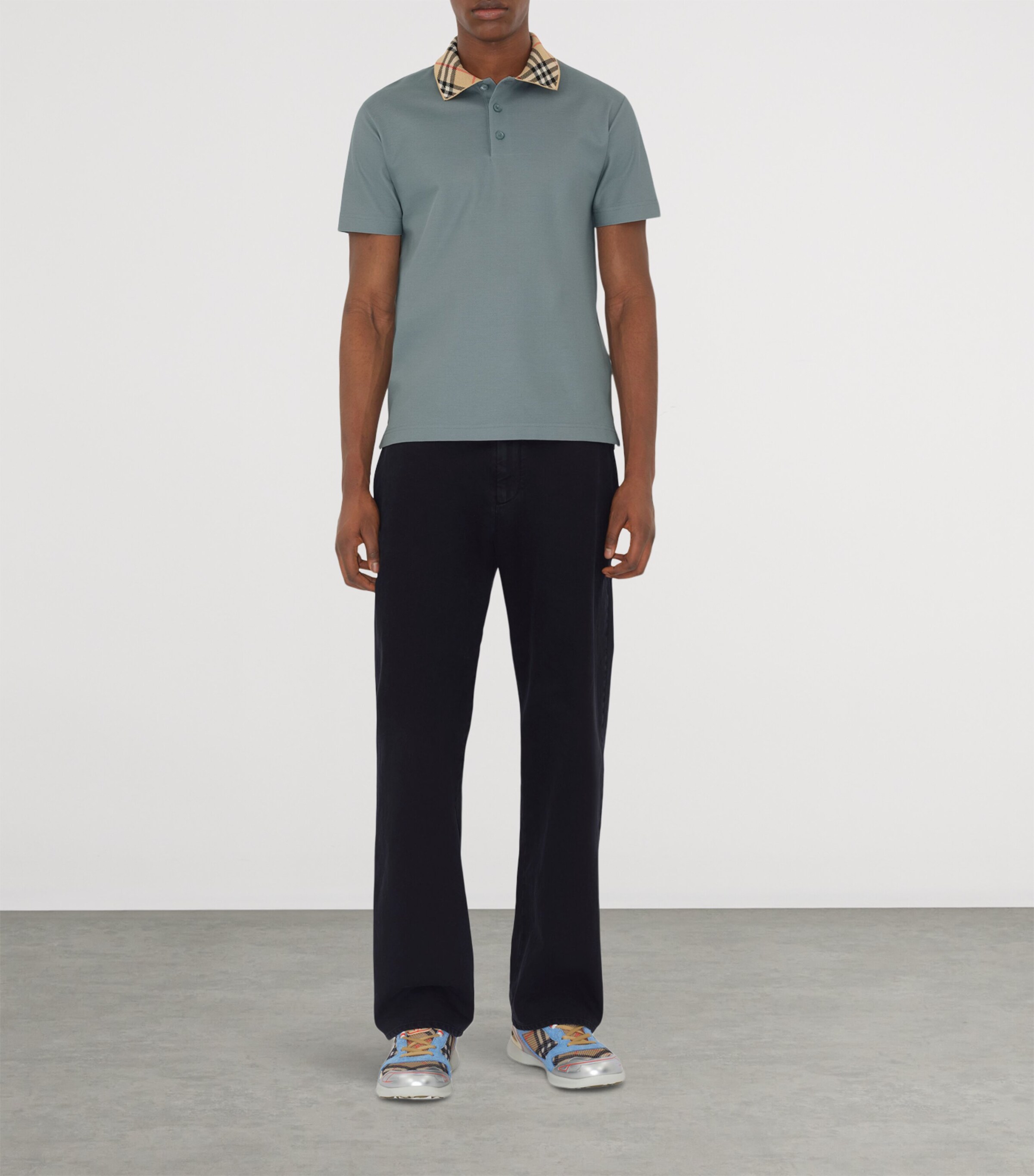 Cotton Check Collar Polo Shirt GALE Image 2