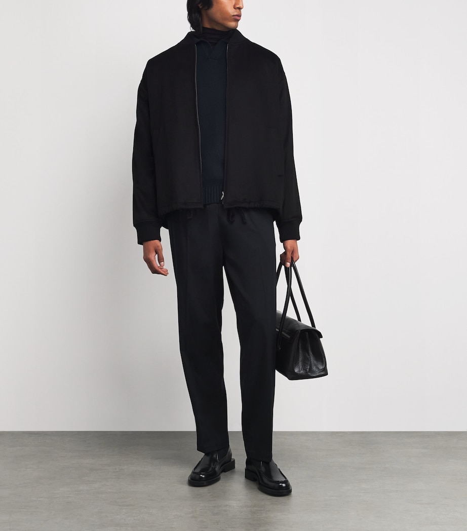 Wool-Blend Open-Collar Sweater 10098 - NAVY Image 2