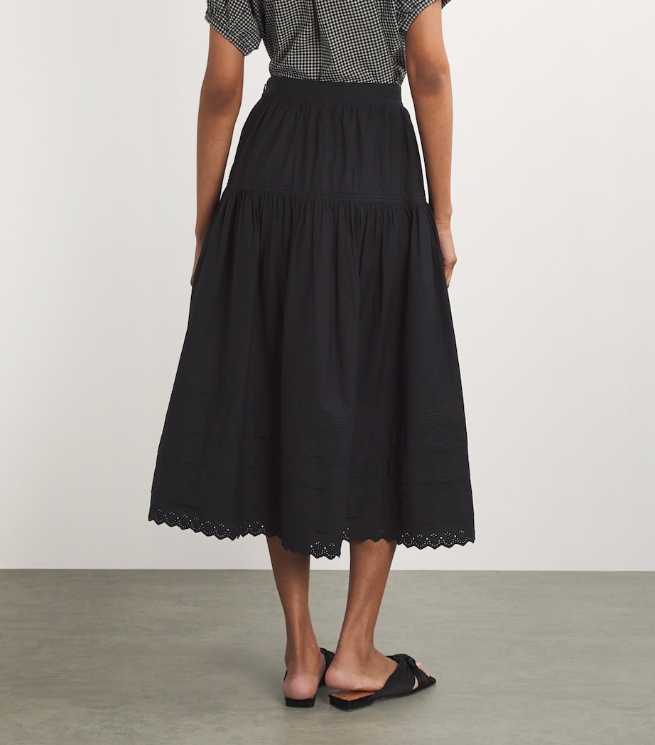 DÔEN Womens Tiered Sebastiane Midi Skirt Black Image 4