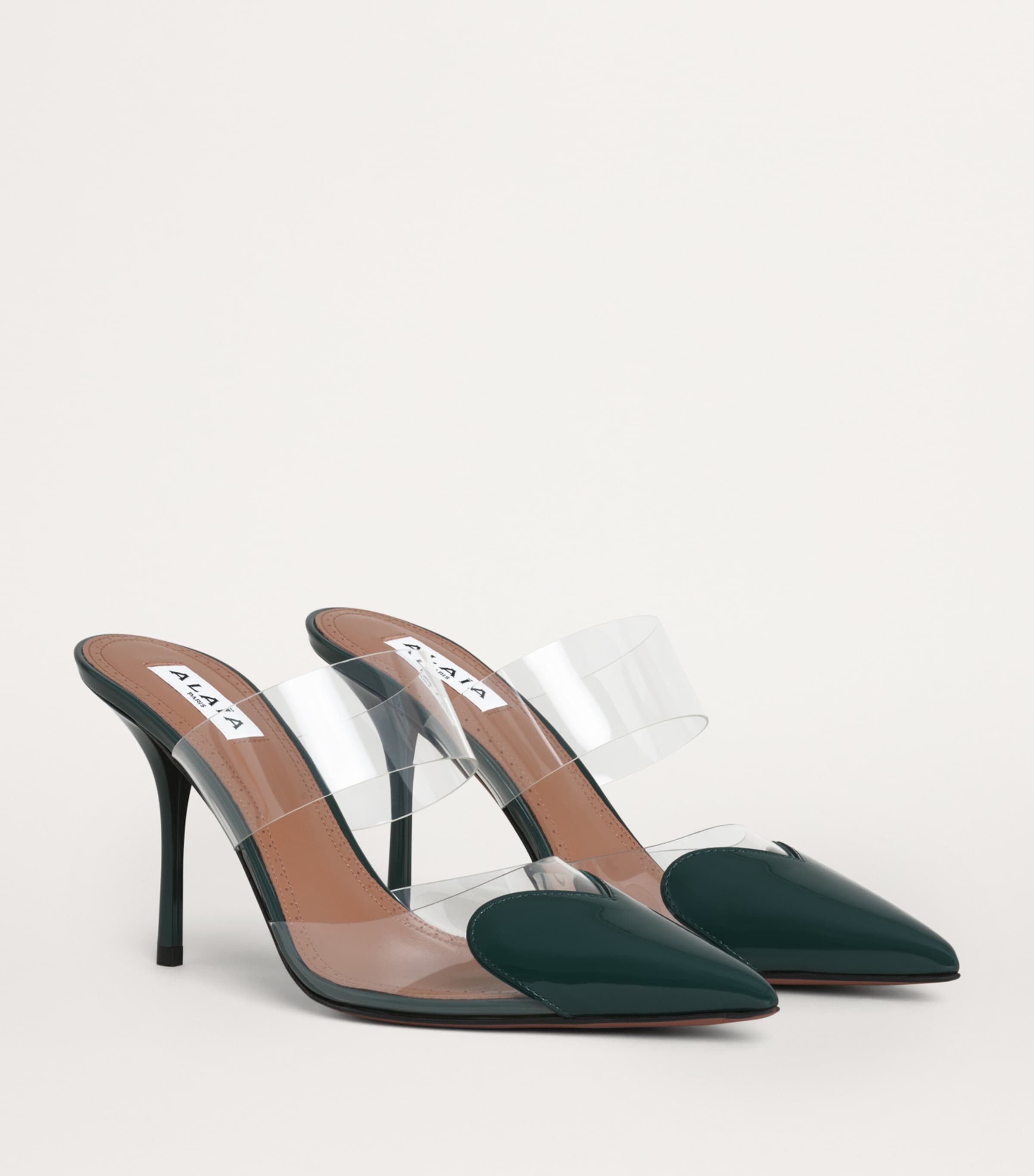 Patent Leather Le Coeur Mules 90 VERT BOUTEILLE Image 3
