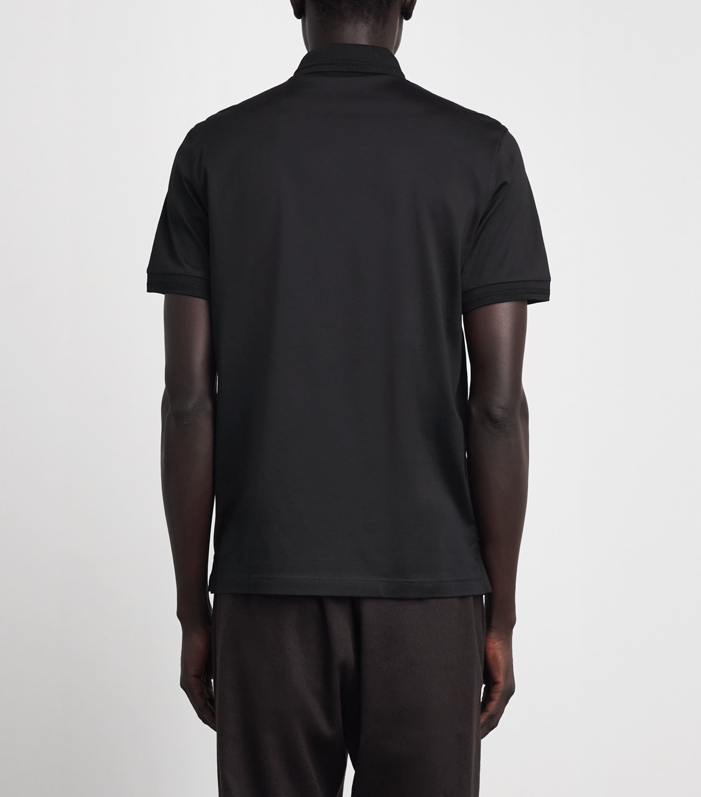 Corneliani Mens Cotton Jersey Polo Shirt Black Image 5