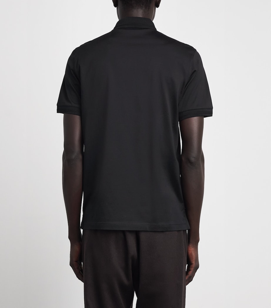 Corneliani Mens Cotton Jersey Polo Shirt Black Image 5