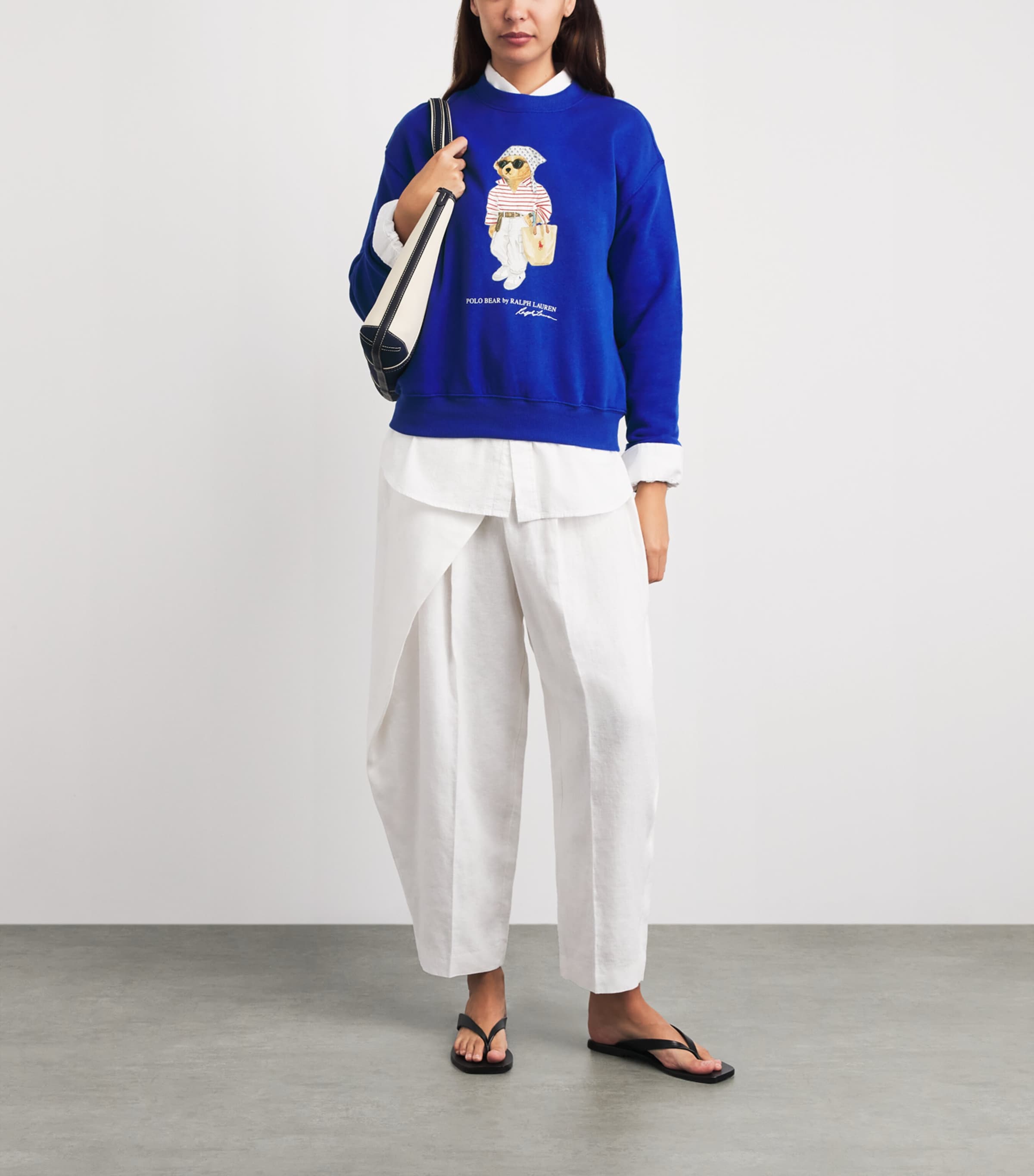 Polo Ralph Lauren Womens Cotton-Blend Polo Bear Sweatshirt Gala Blue Image 2