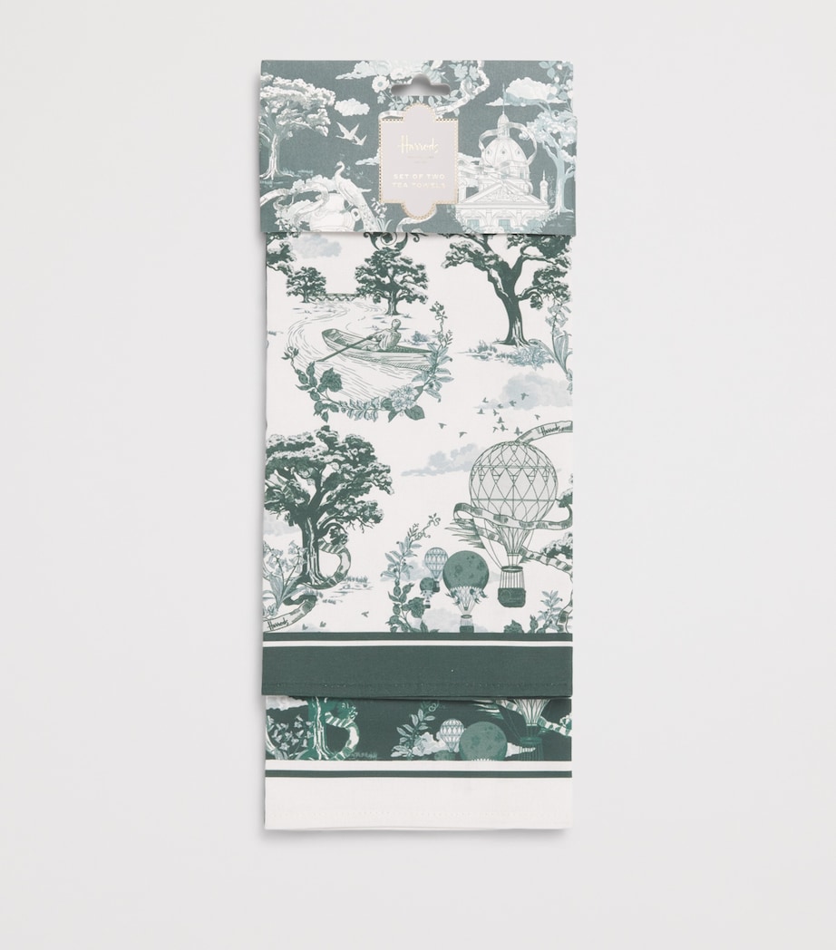 Harrods Toile Tea Towels (Set of 2) Green Image 2