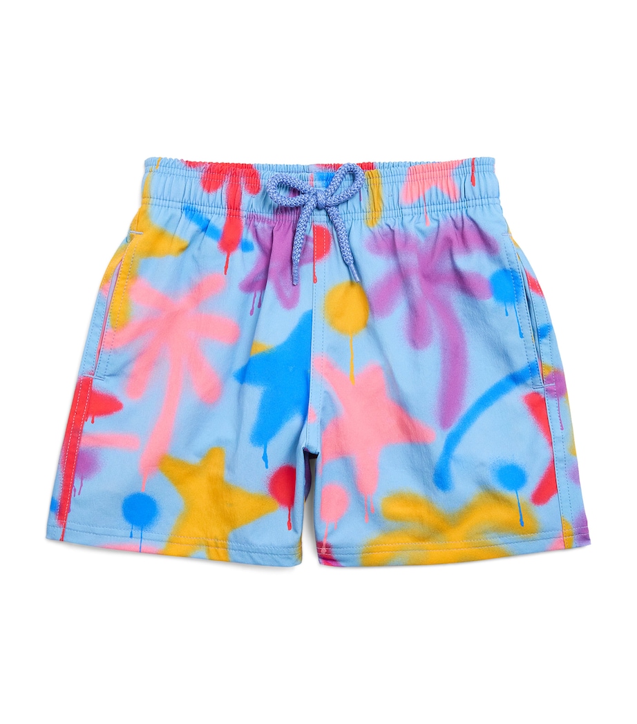 x Vilebrequin Palms Spray Swim Shorts (4-12+ Years) 4084LIGHT BLUE-MULTI Image 1
