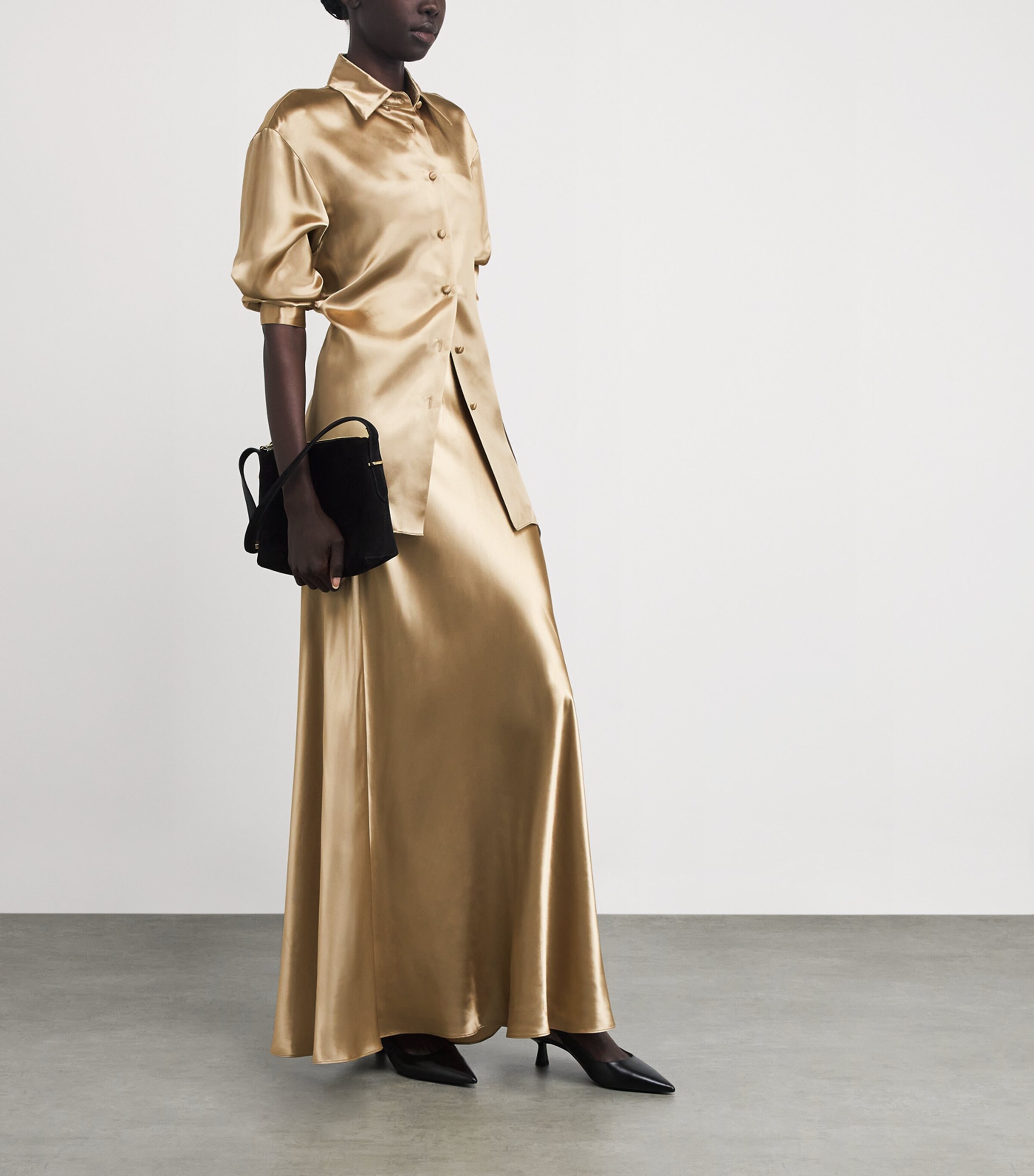 Satin Cinched-Waist Shirt NATURAL Image 2