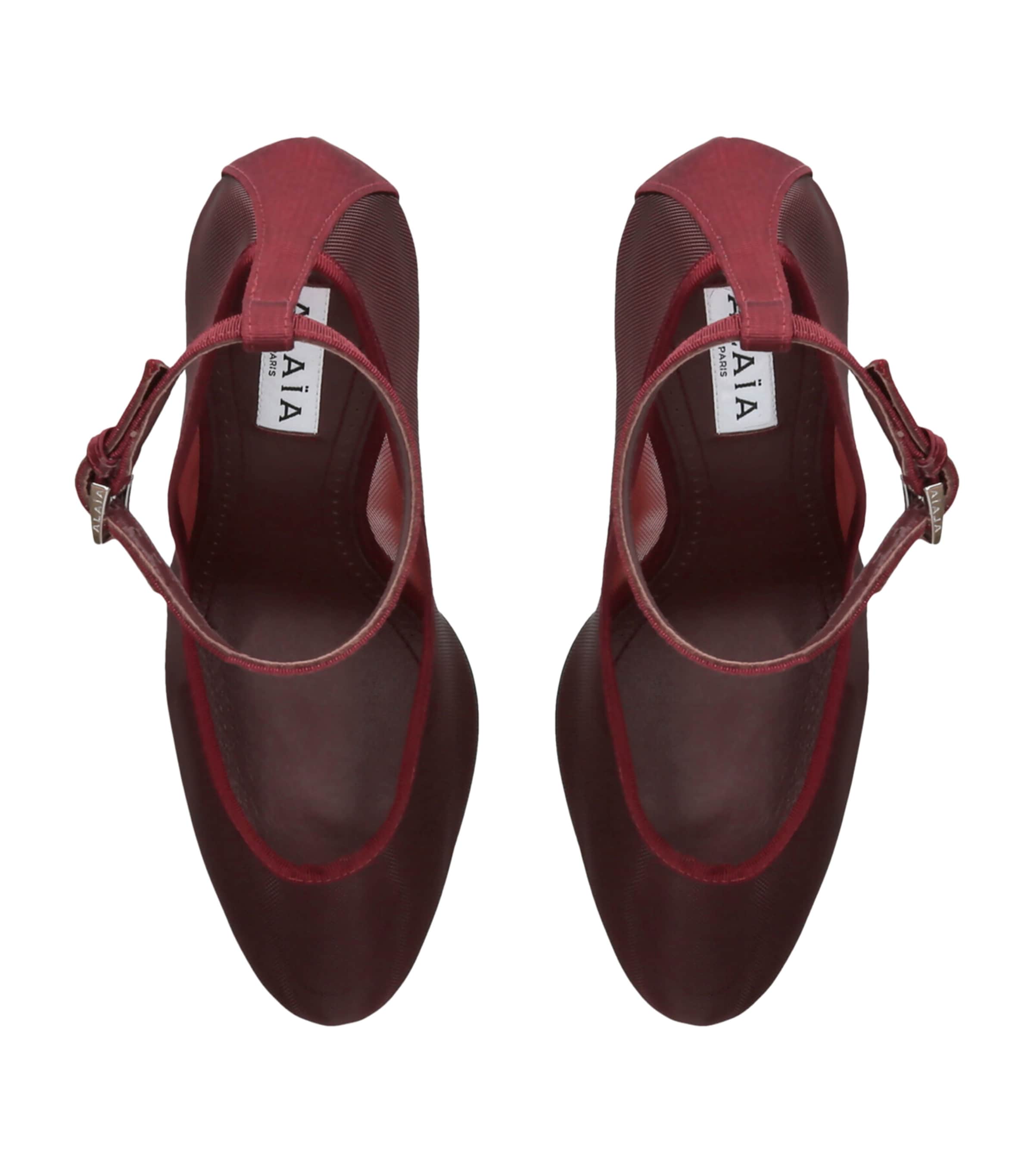 Alaïa Mesh Ankle-Strap Pumps 100 Wine Image 3