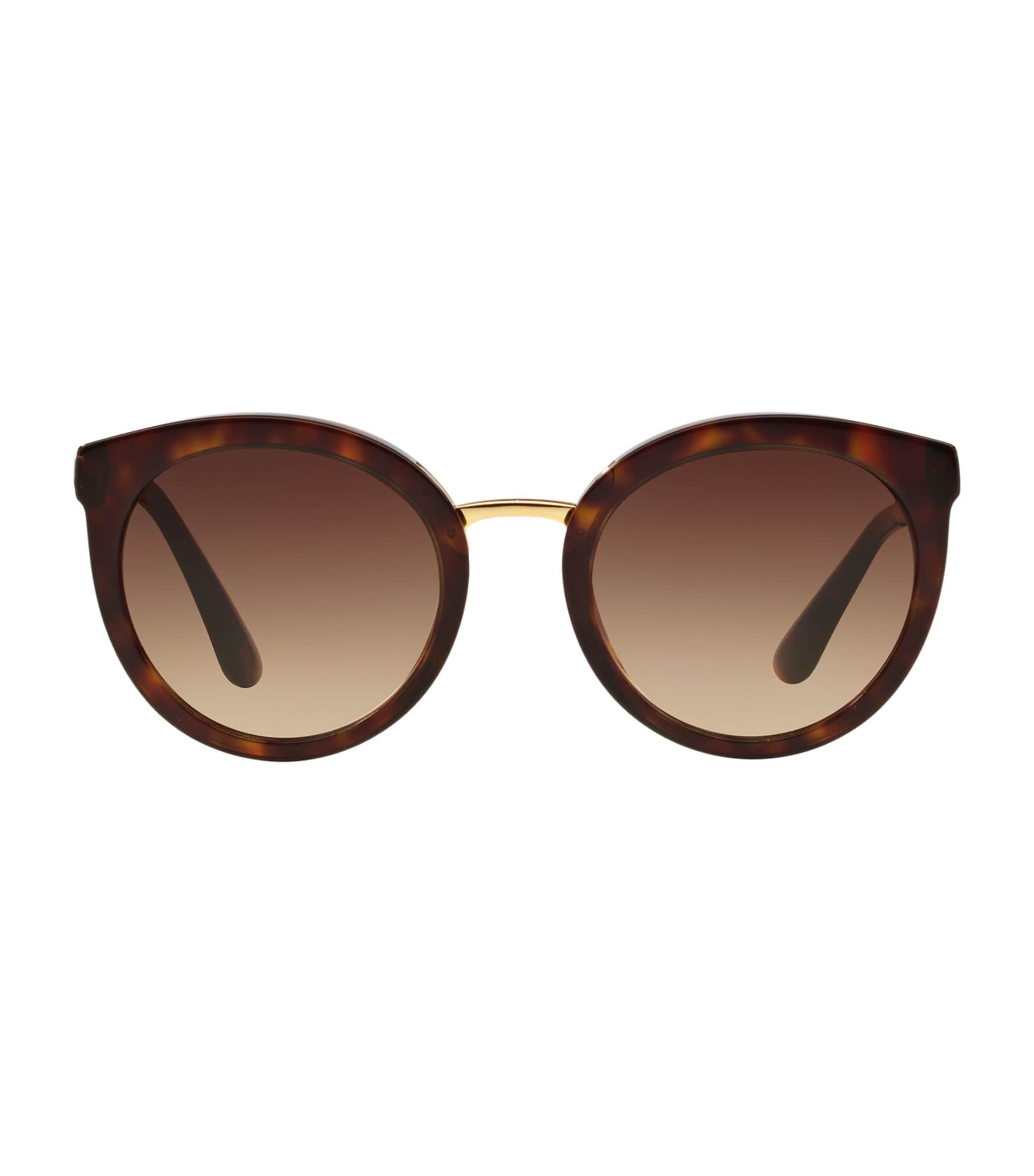 Dolce & Gabbana Tortoiseshell Round-frame Sunglasses In Brown