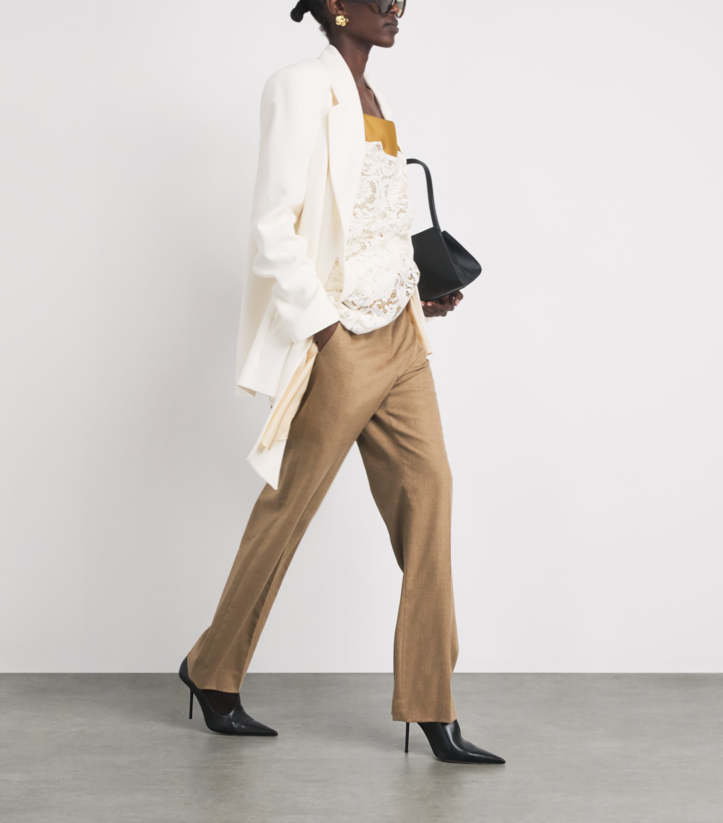 Khaite Womens Wool Hunter Straight Trousers Desert Sand Image 2