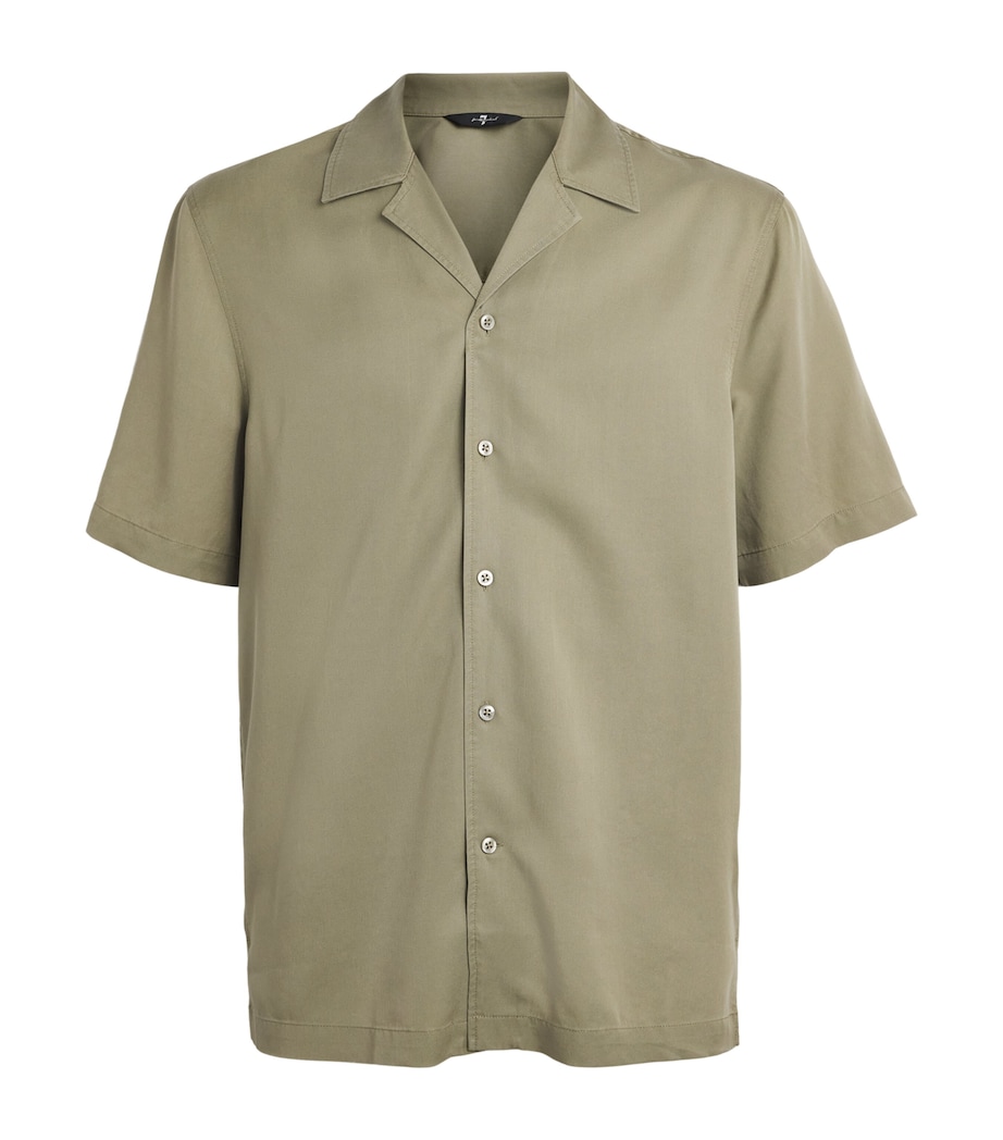 7 For All Mankind Mens Notched-Collar Short-Sleeve Shirt Green Image 1