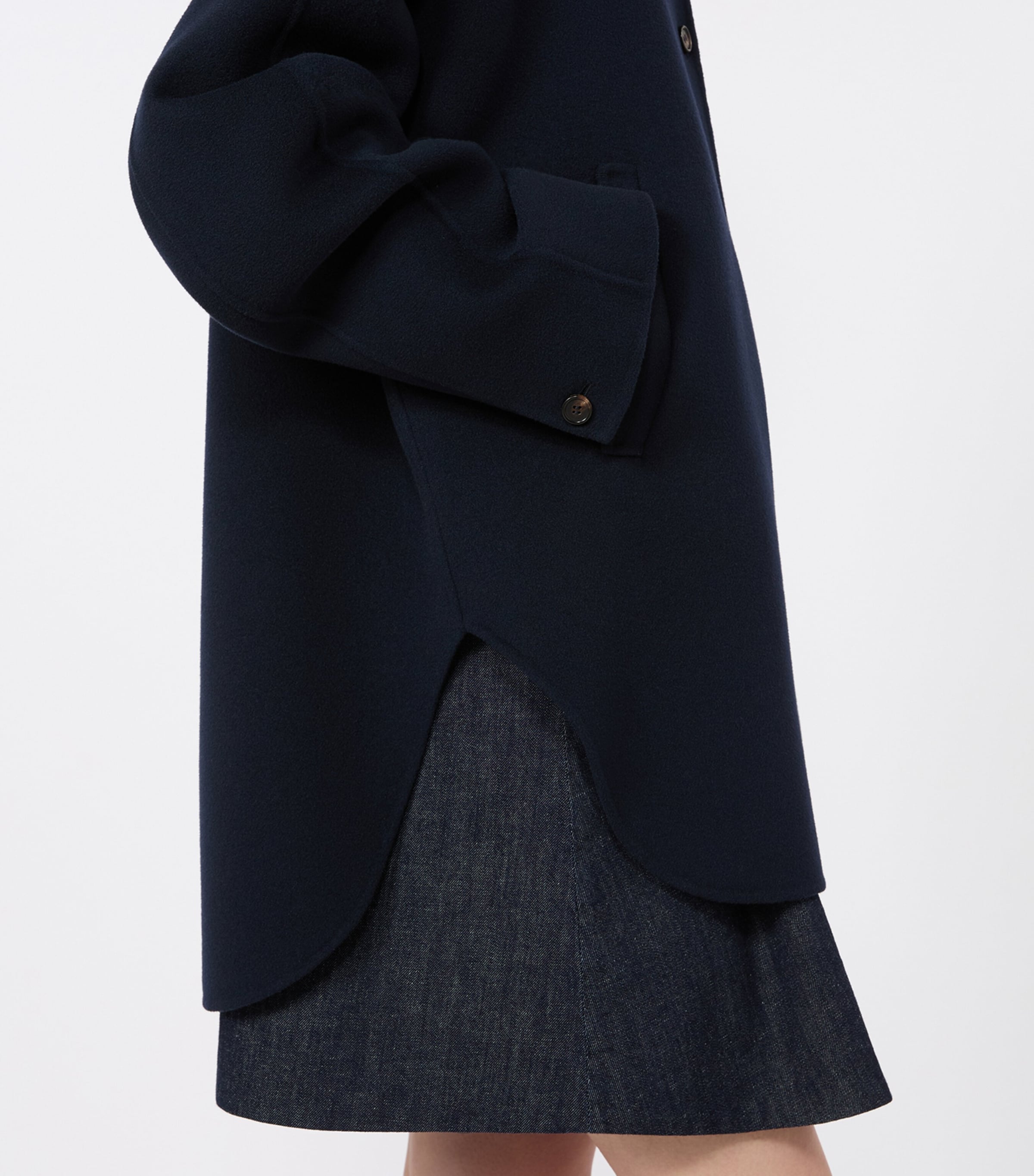 Max Mara Womens Virgin Wool Hooded Coat Midnightblue Image 5