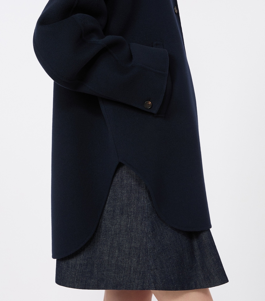 Max Mara Womens Virgin Wool Hooded Coat Midnightblue Image 5