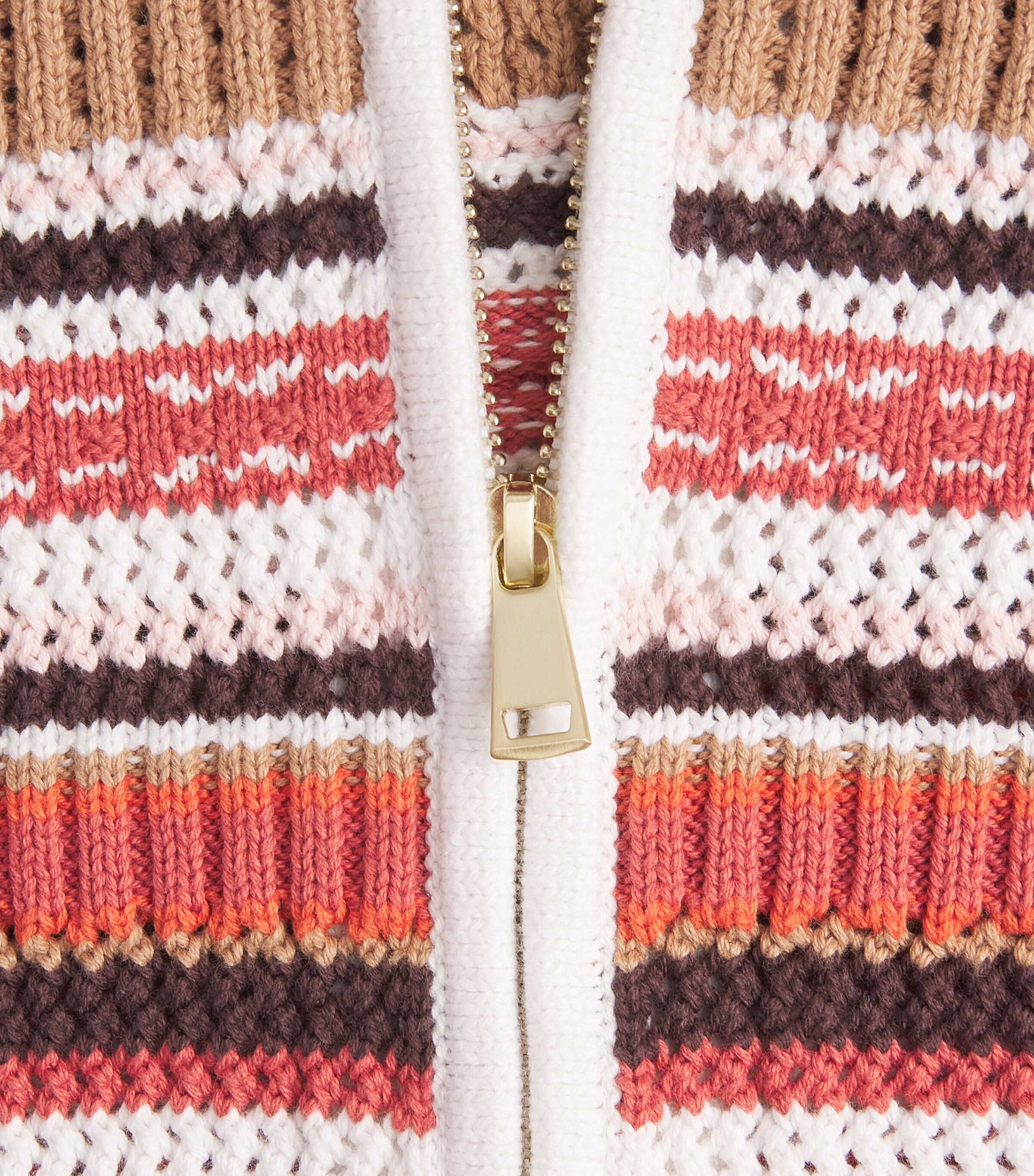 ME+EM Womens Organic Cotton Stripe Cardigan Cinnamon Brown Multi Image 6