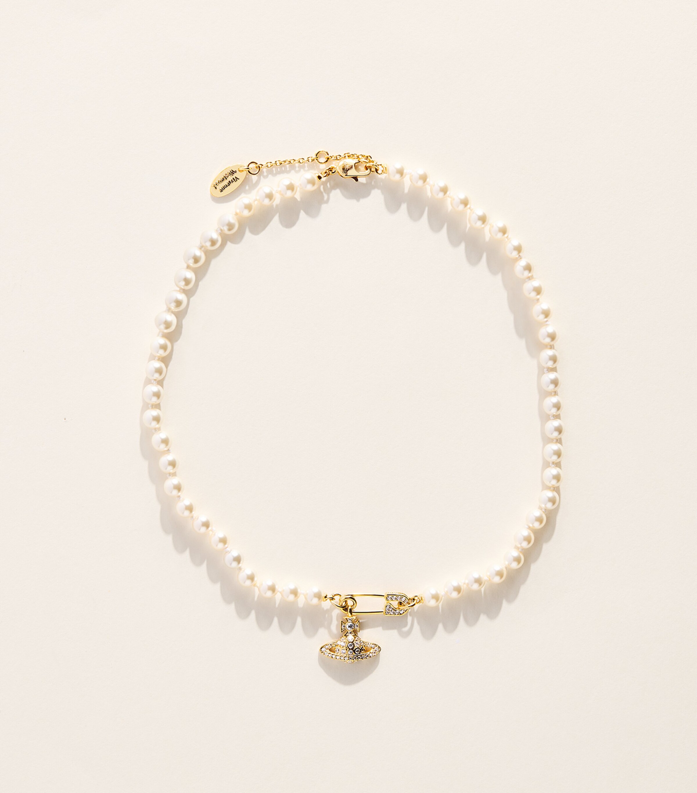 Vivienne Westwood Faux Pearl Lucrece Choker Gold Lt Crmrse Wt Cz Image 1