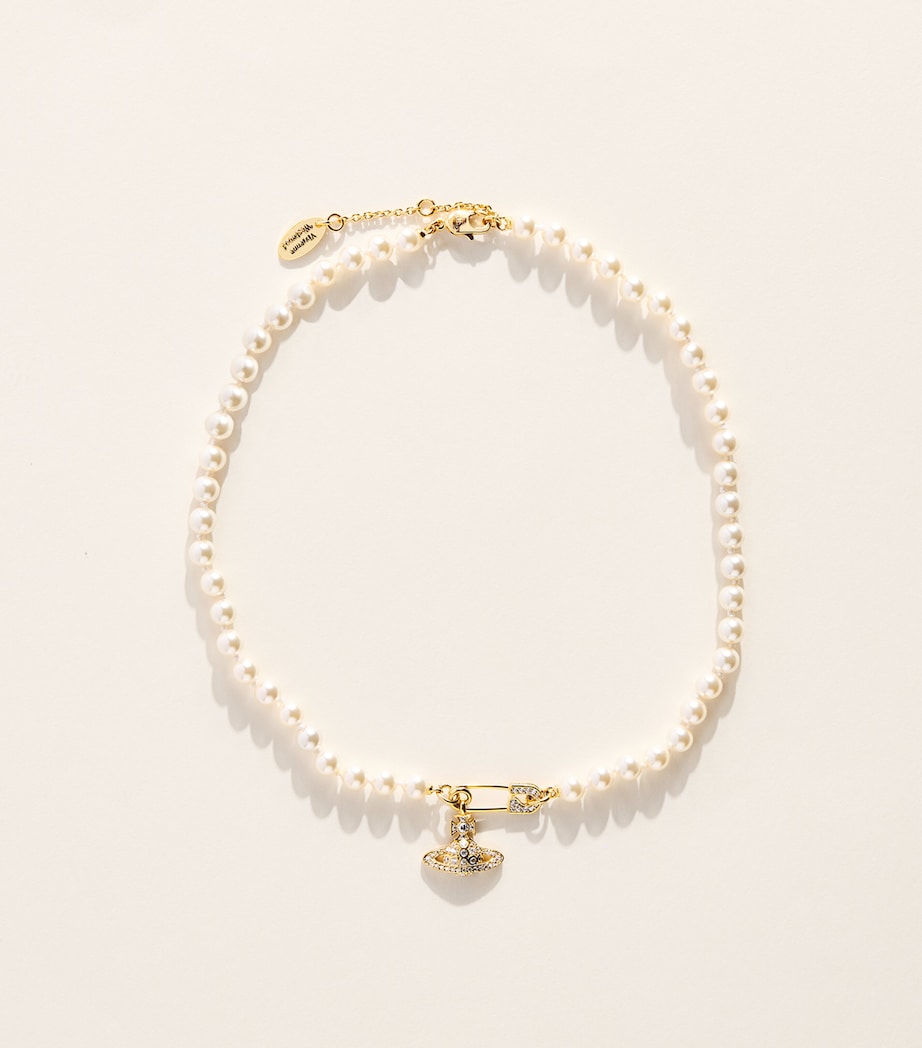 Vivienne Westwood Faux Pearl Lucrece Choker Gold Lt Crmrse Wt Cz Image 1