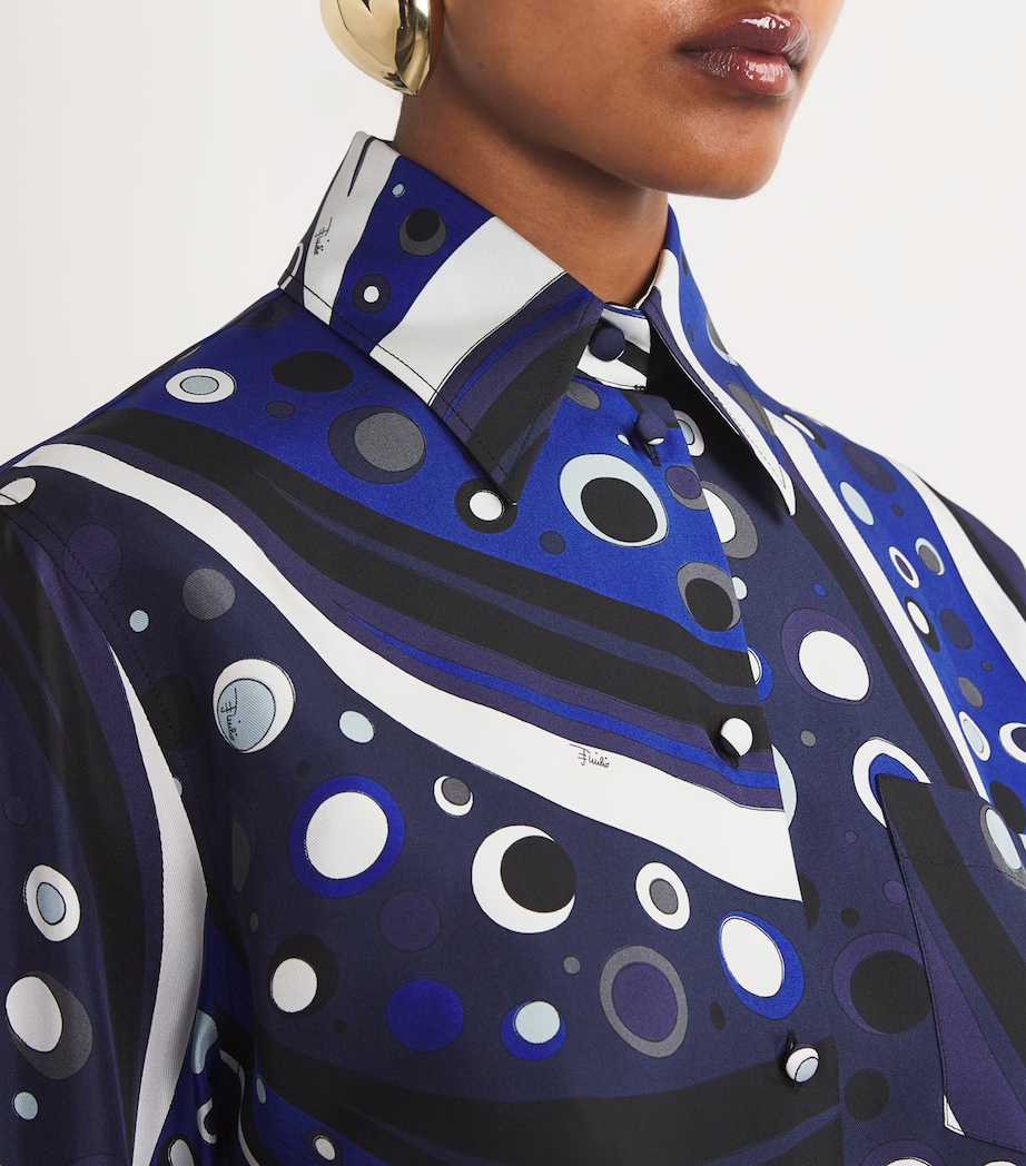 PUCCI Womens Silk Fontane Shirt Navy Image 6