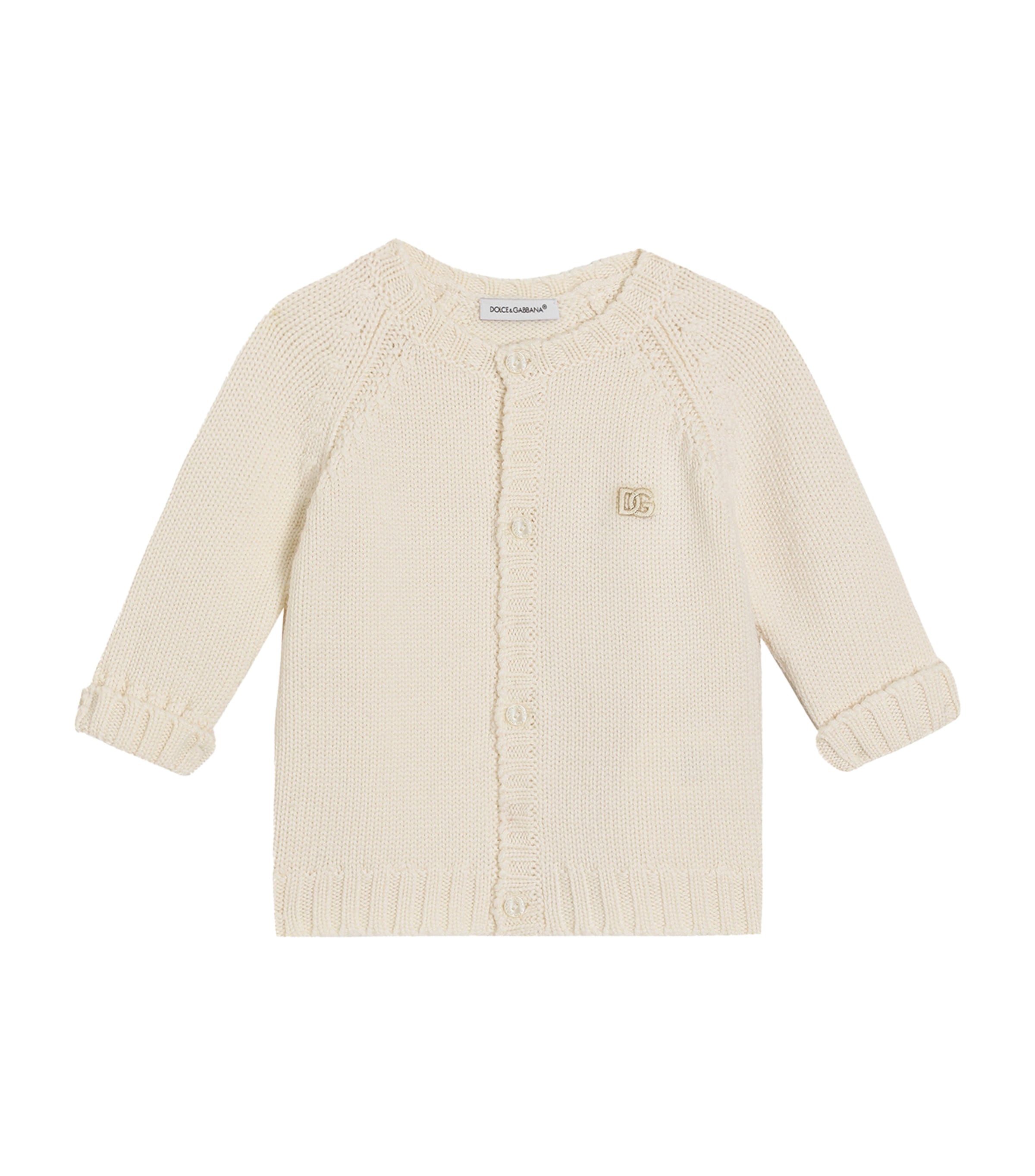 Virgin Wool Embroidered Logo Cardigan (3-36 Months) W3796-IVORY Image 1