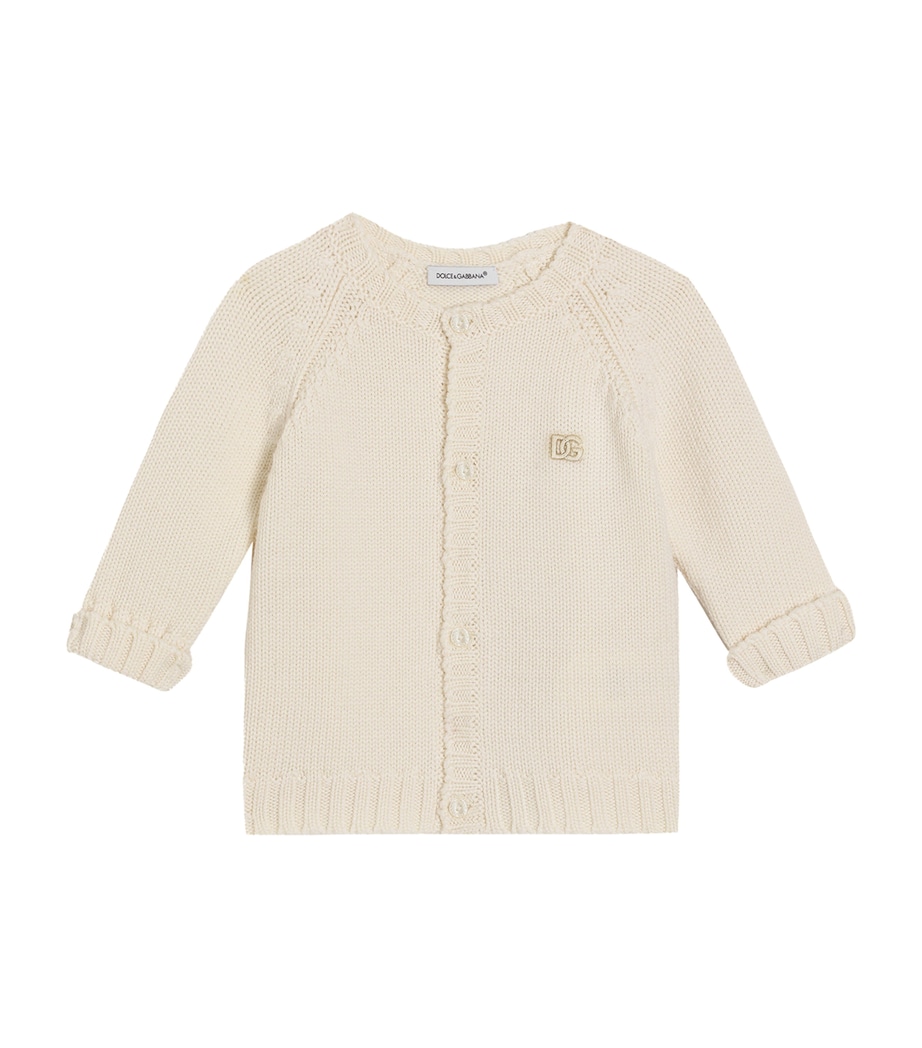 Virgin Wool Embroidered Logo Cardigan (3-36 Months) W3796-IVORY Image 1