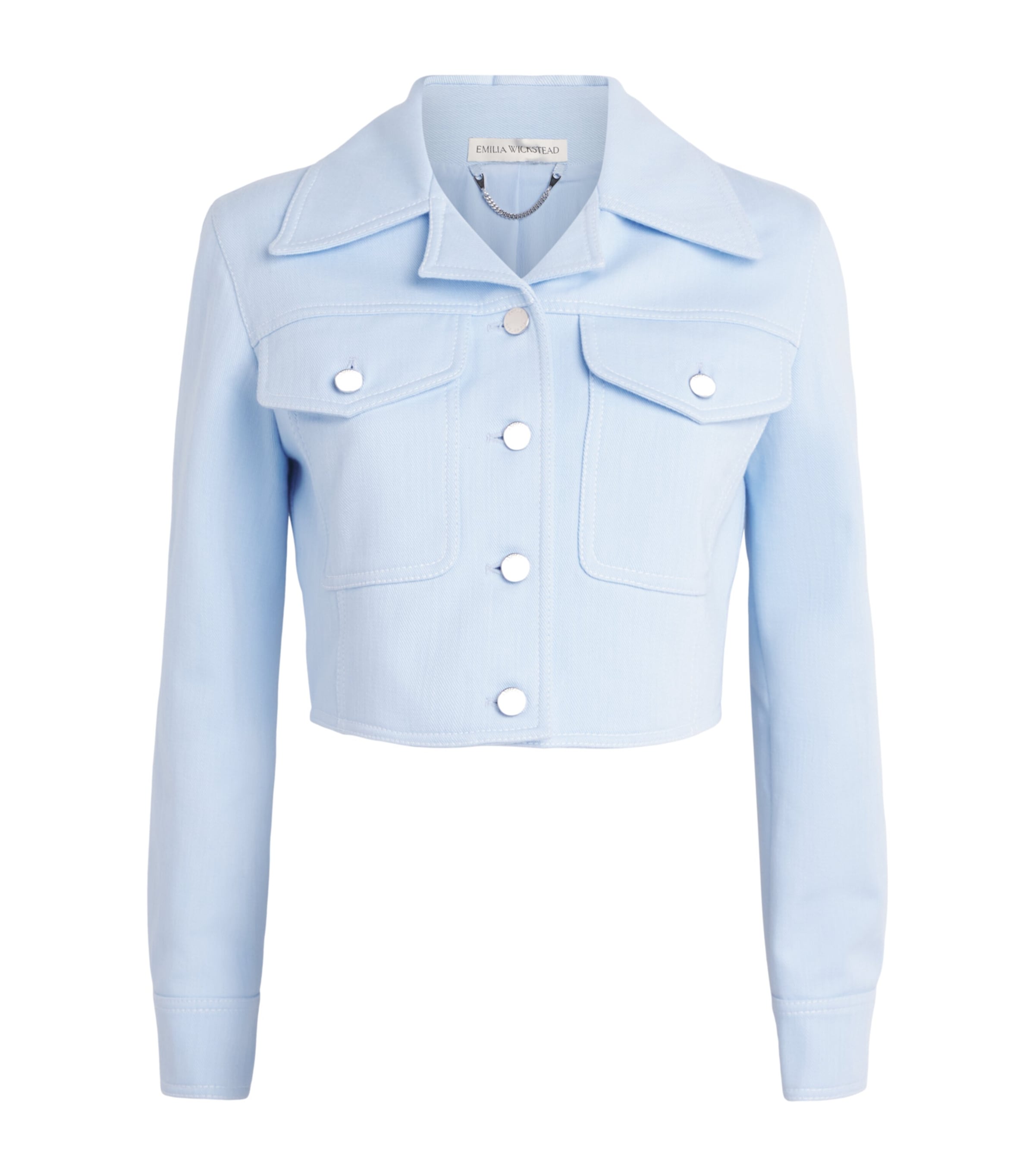 Emilia Wickstead Womens Cropped Nics Denim Jacket Icy Blue Image 1
