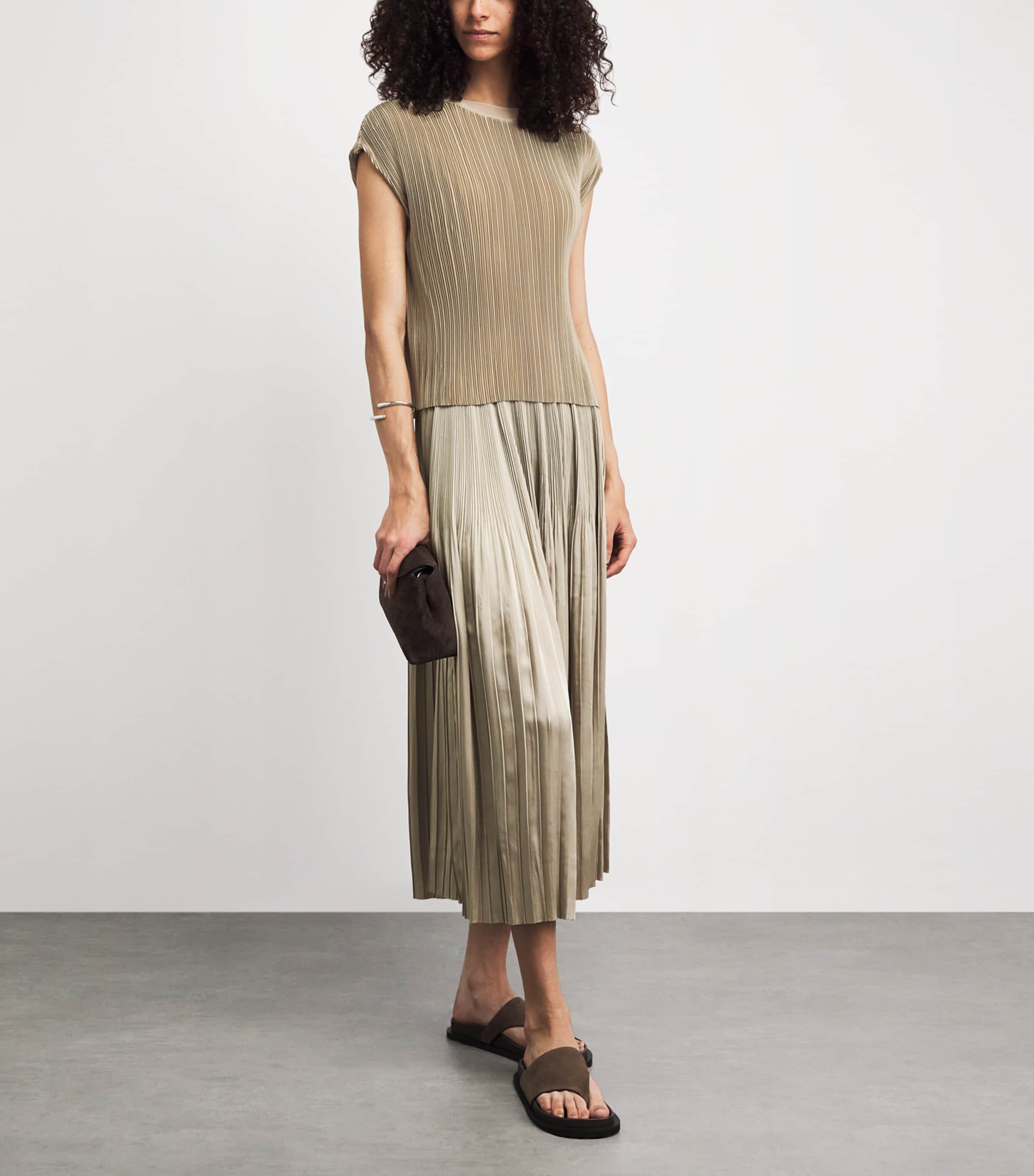 Joseph Womens Satin Pleated Cedre Top Powder Image 2