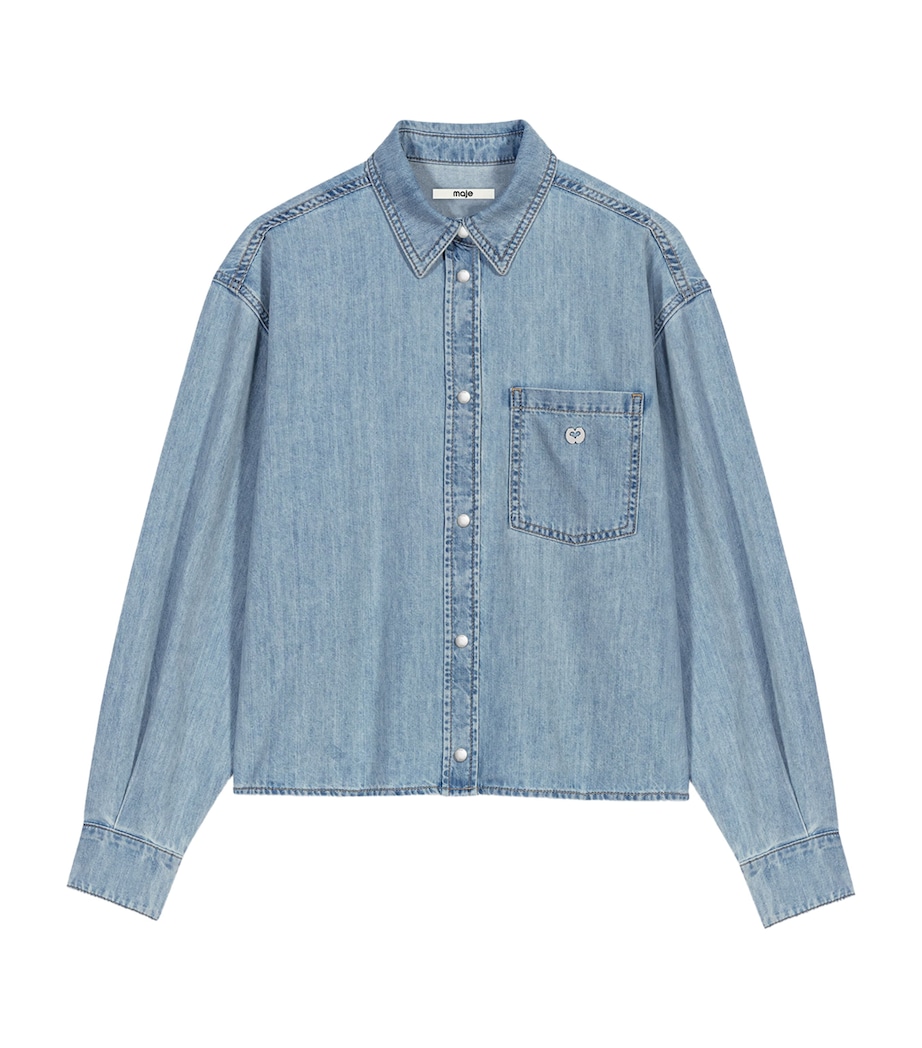 Maje Womens Denim Logo Shirt Blue Image 1