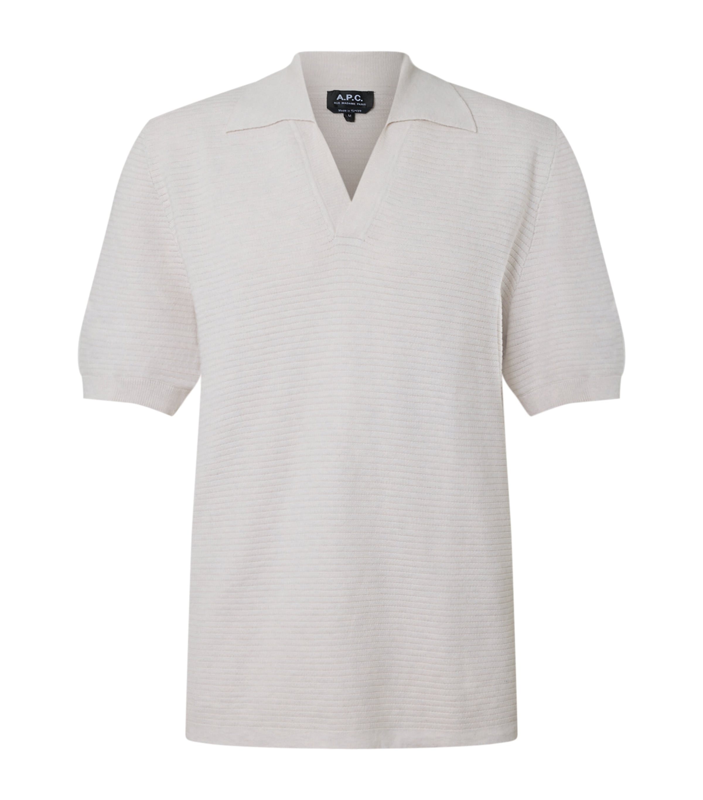 A.P.C. Mens Cotton Open-Collar Polo Shirt Paa Heathered Ecru Image 1
