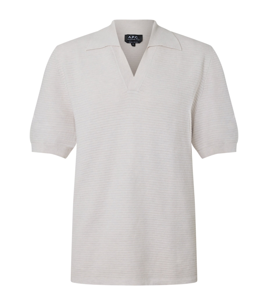 Cotton Open-Collar Polo Shirt PAA HEATHERED ECRU Image 1