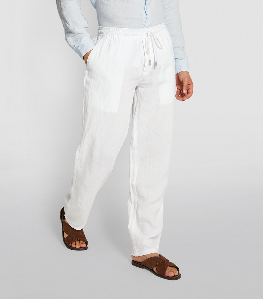 Linen Drawstring Trousers 010 WHITE Image 6
