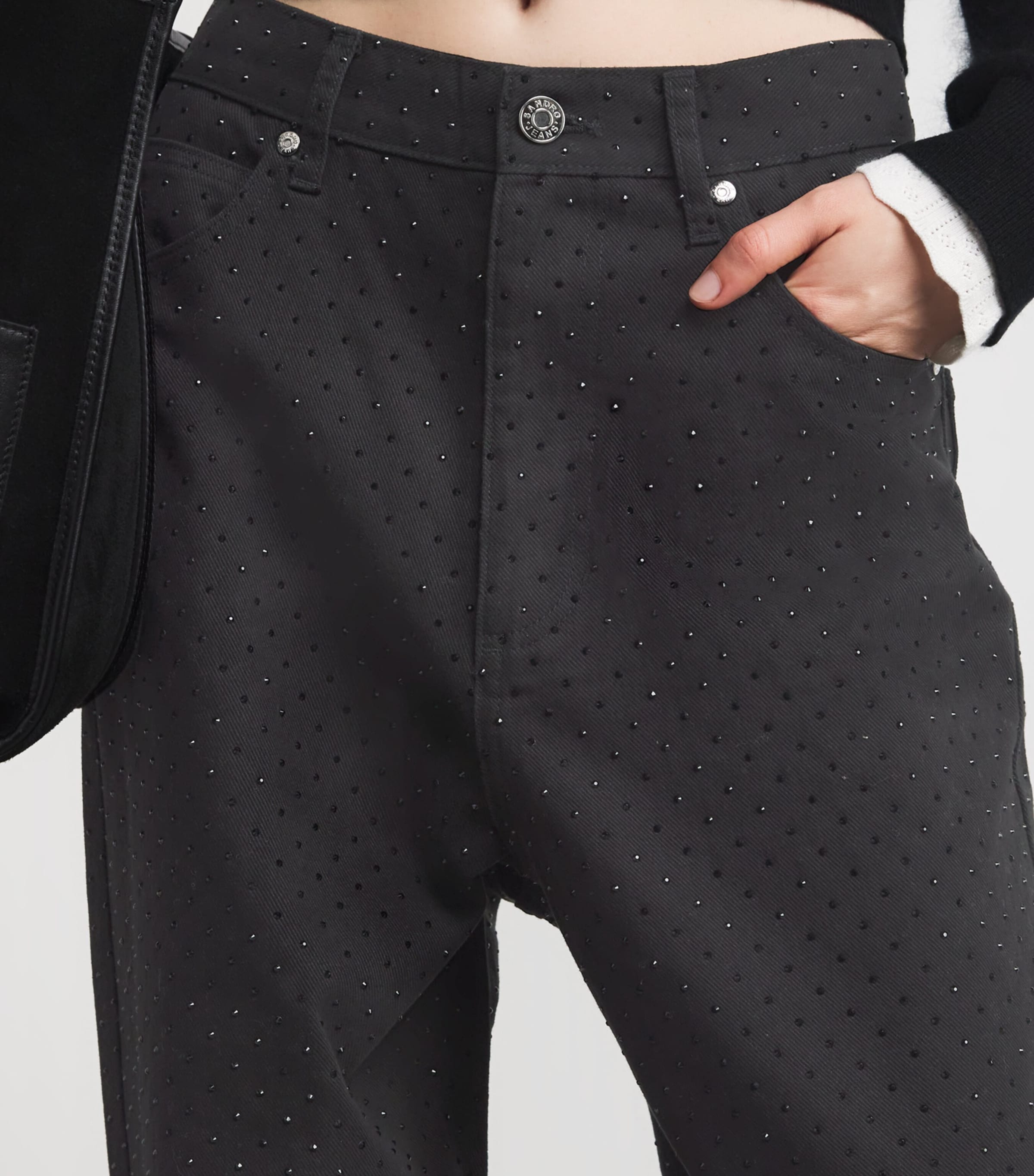 Embellished Wide-Leg Jeans BLACK Image 6