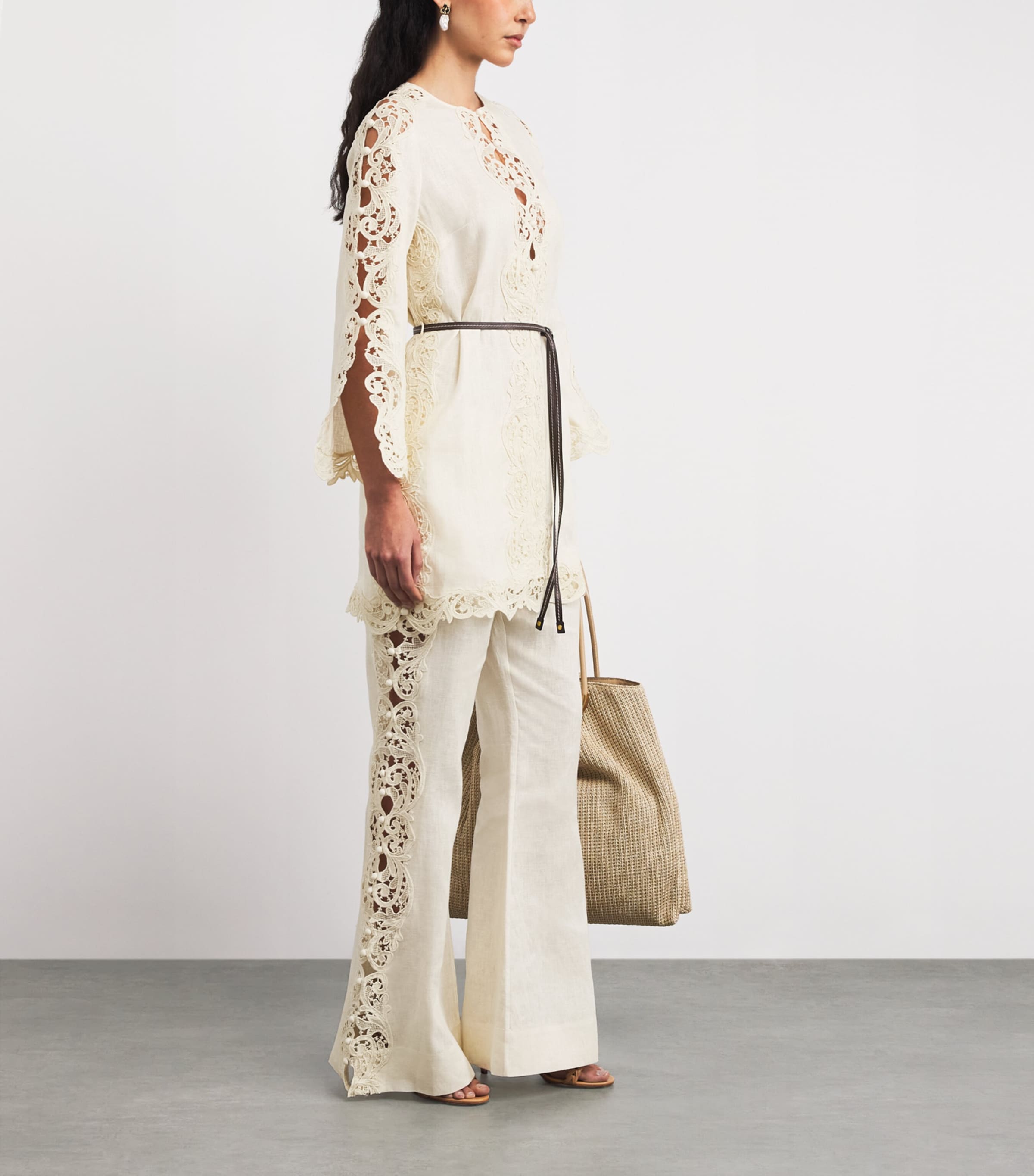 Linen Embroidered Awaken Mini Dress CREAMCRM Image 2