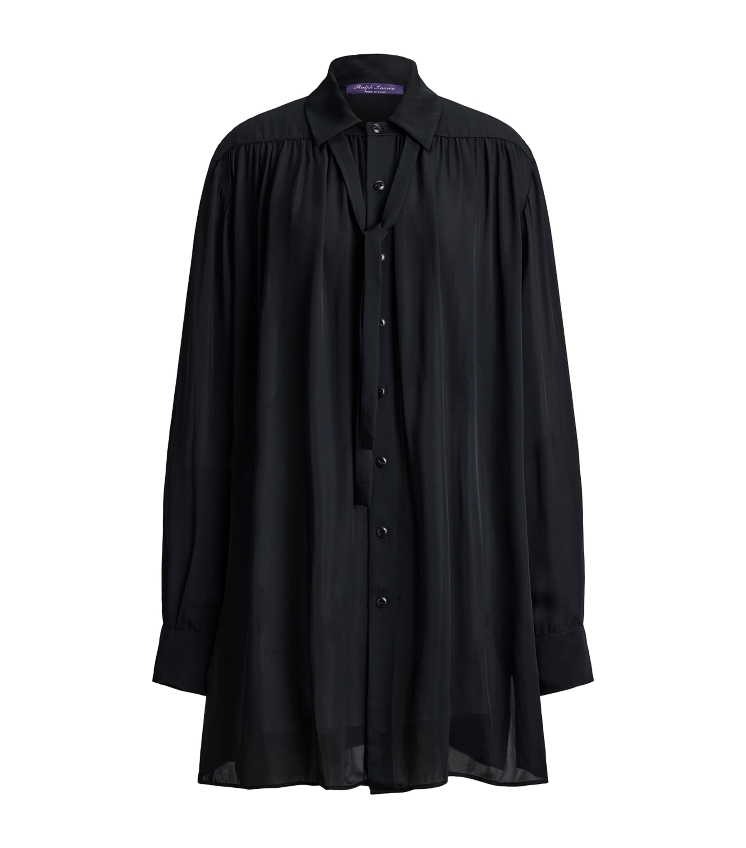 Ralph Lauren Collection Womens Satin Karmen Oversized Shirt Black Image 1