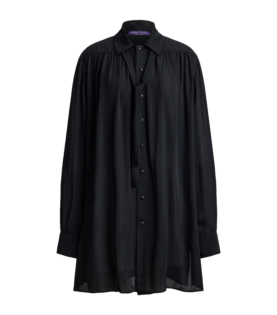 Ralph Lauren Collection Womens Satin Karmen Oversized Shirt Black Image 1