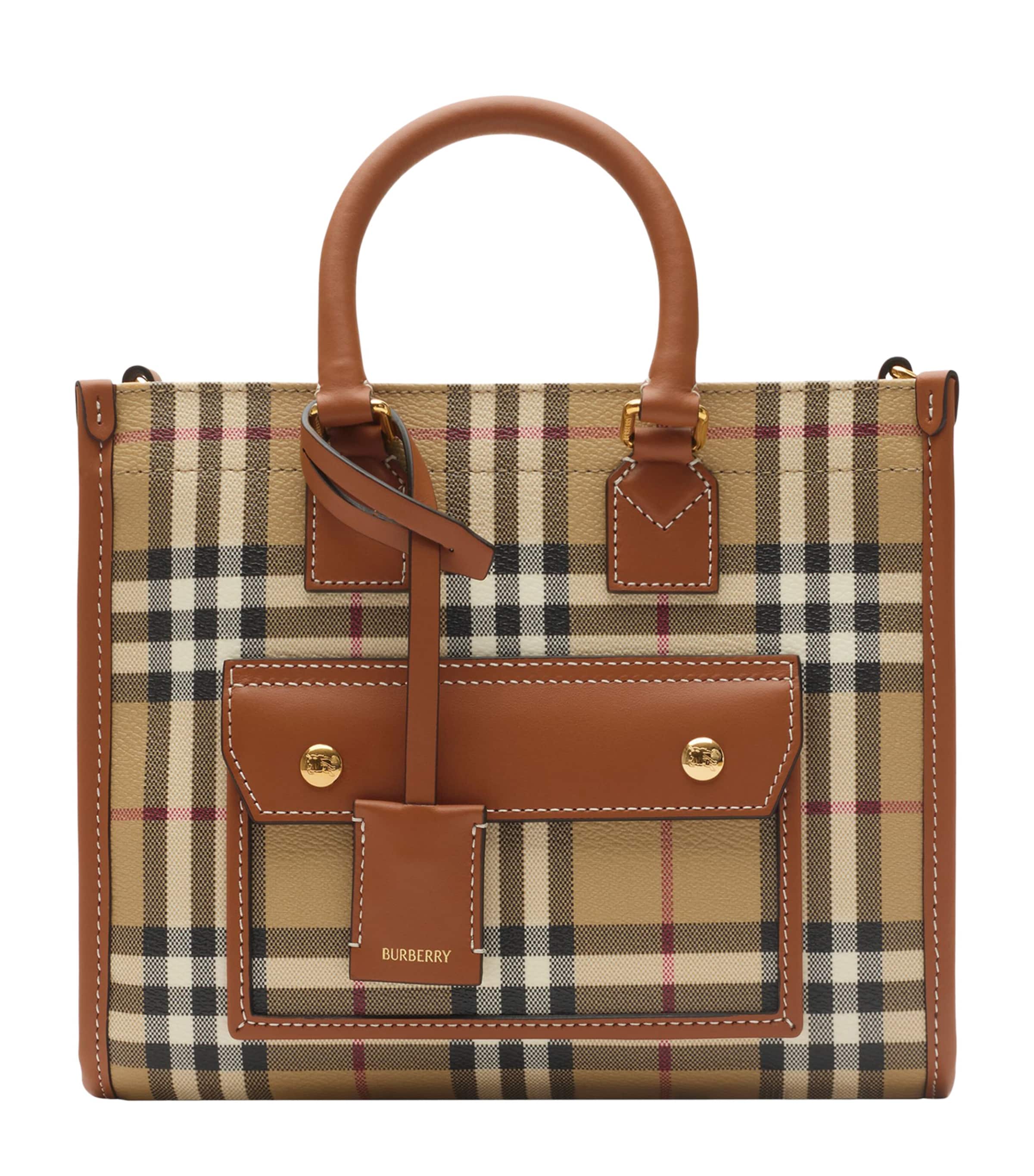 Burberry Brown Mini Check Freya Tote Bag Harrods US