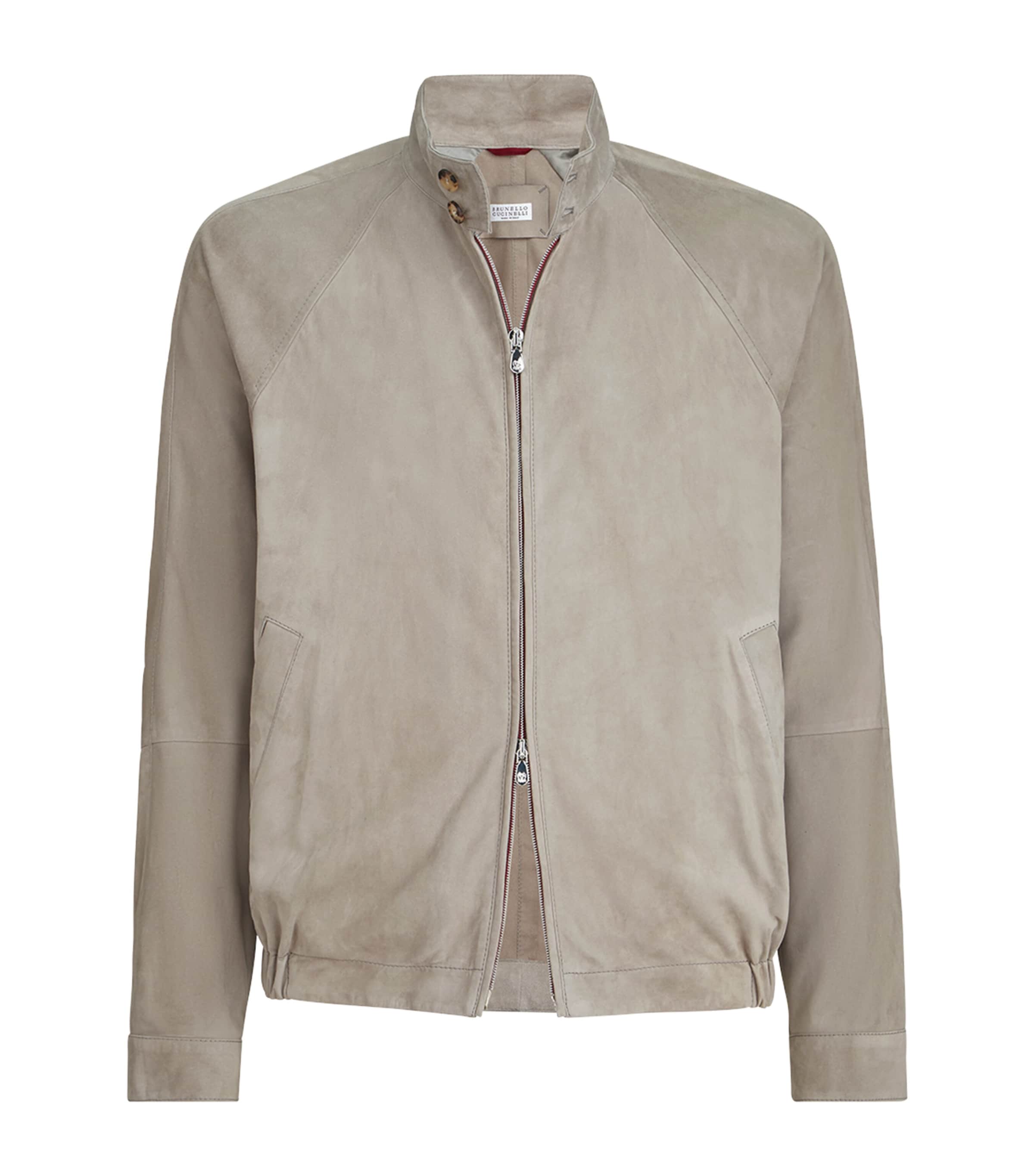 Brunello Cucinelli Mens Suede Two-Way Zip Jacket Image 1