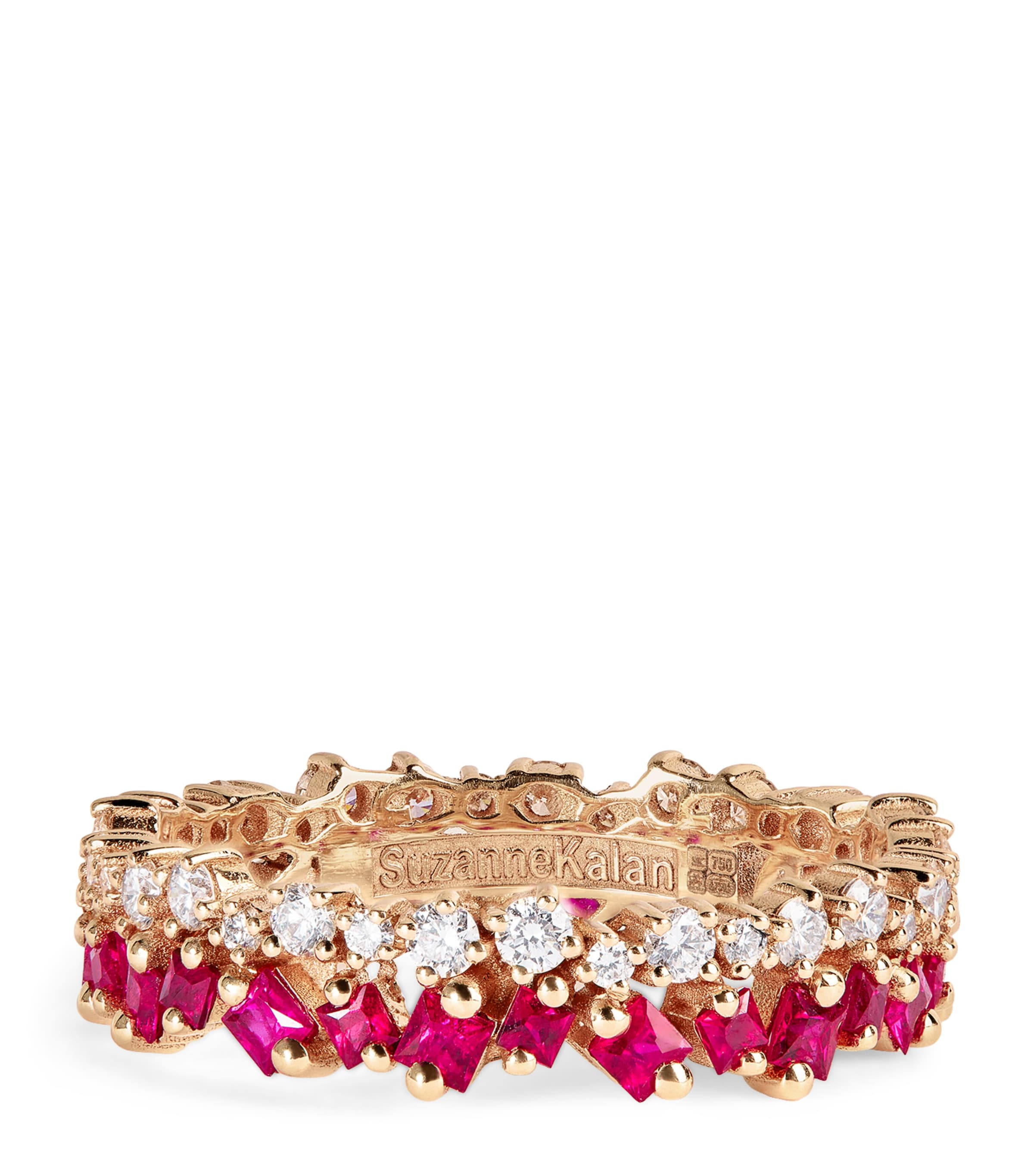 Suzanne Kalan Rose Gold, Diamond And Ruby Princess Eternity Ring In Gold