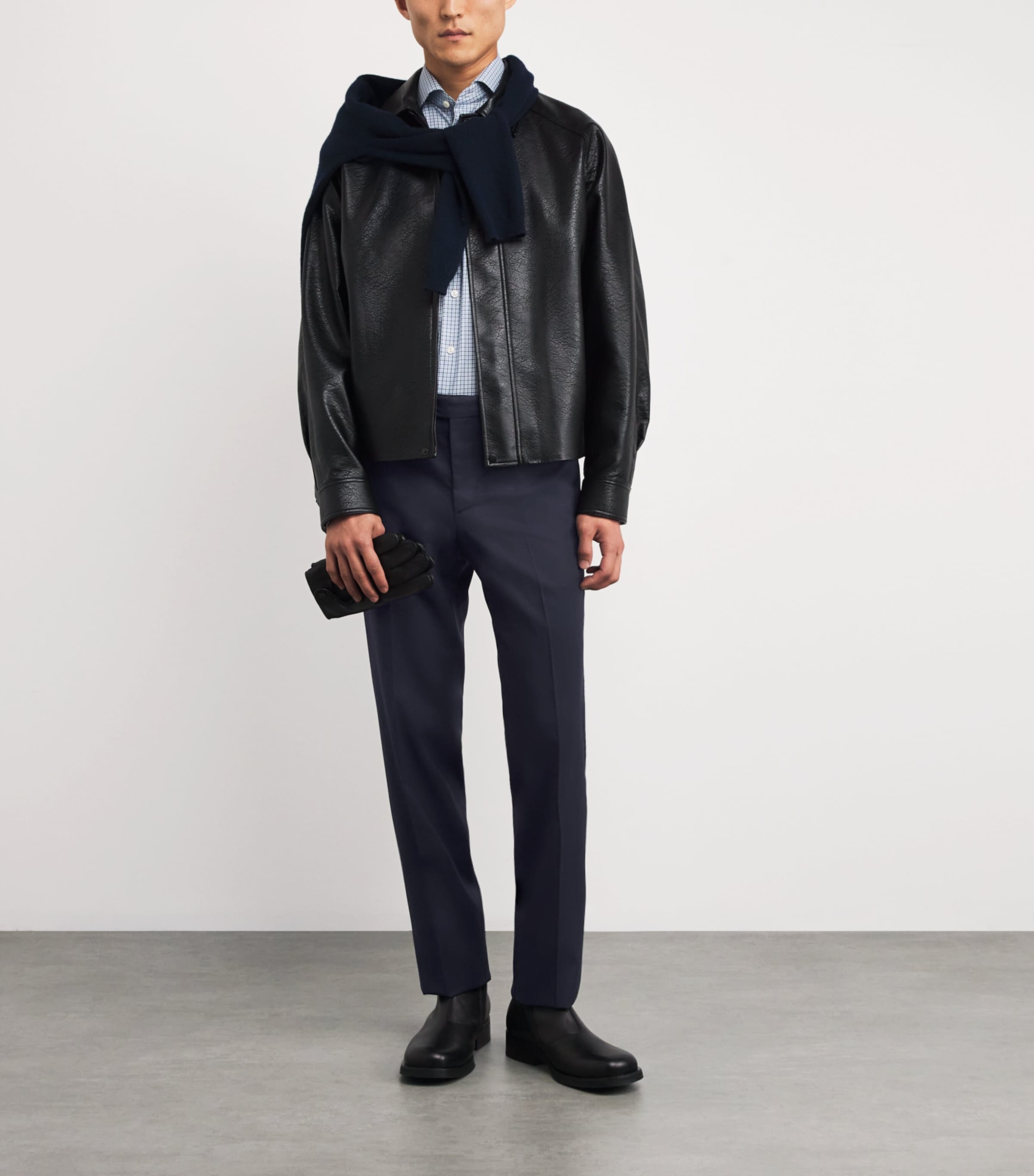 Wool Slim Tailored Trousers 01NAVY Image 2