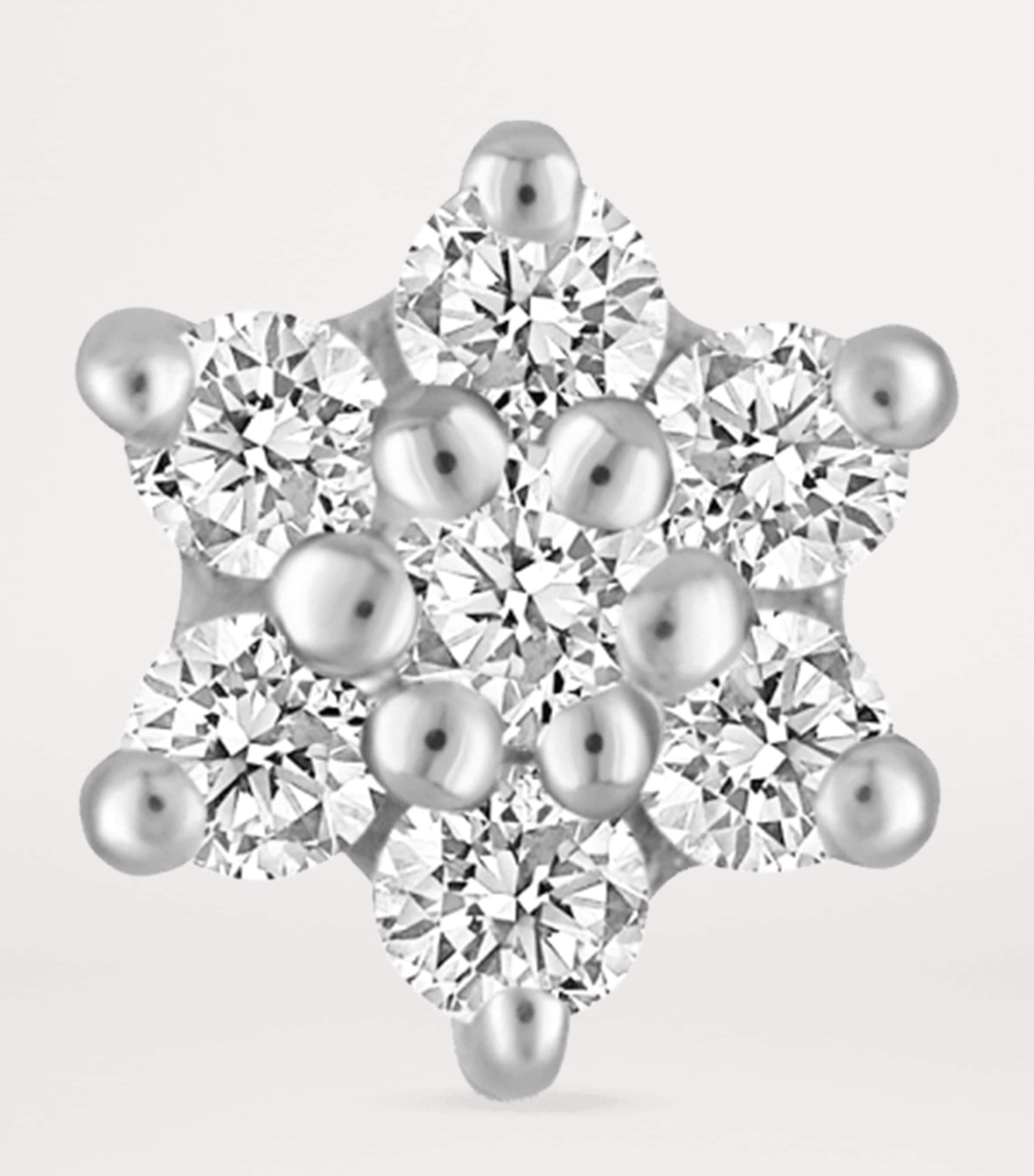 White Gold and White Diamond Flower Stud Earring (3mm) WHITE GOLD Image 3