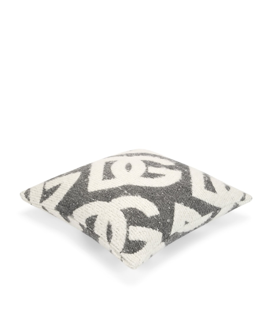 Wool-Silk-Cashmere Logo Cushion (50cm x 50cm) U0008-NERO Image 2