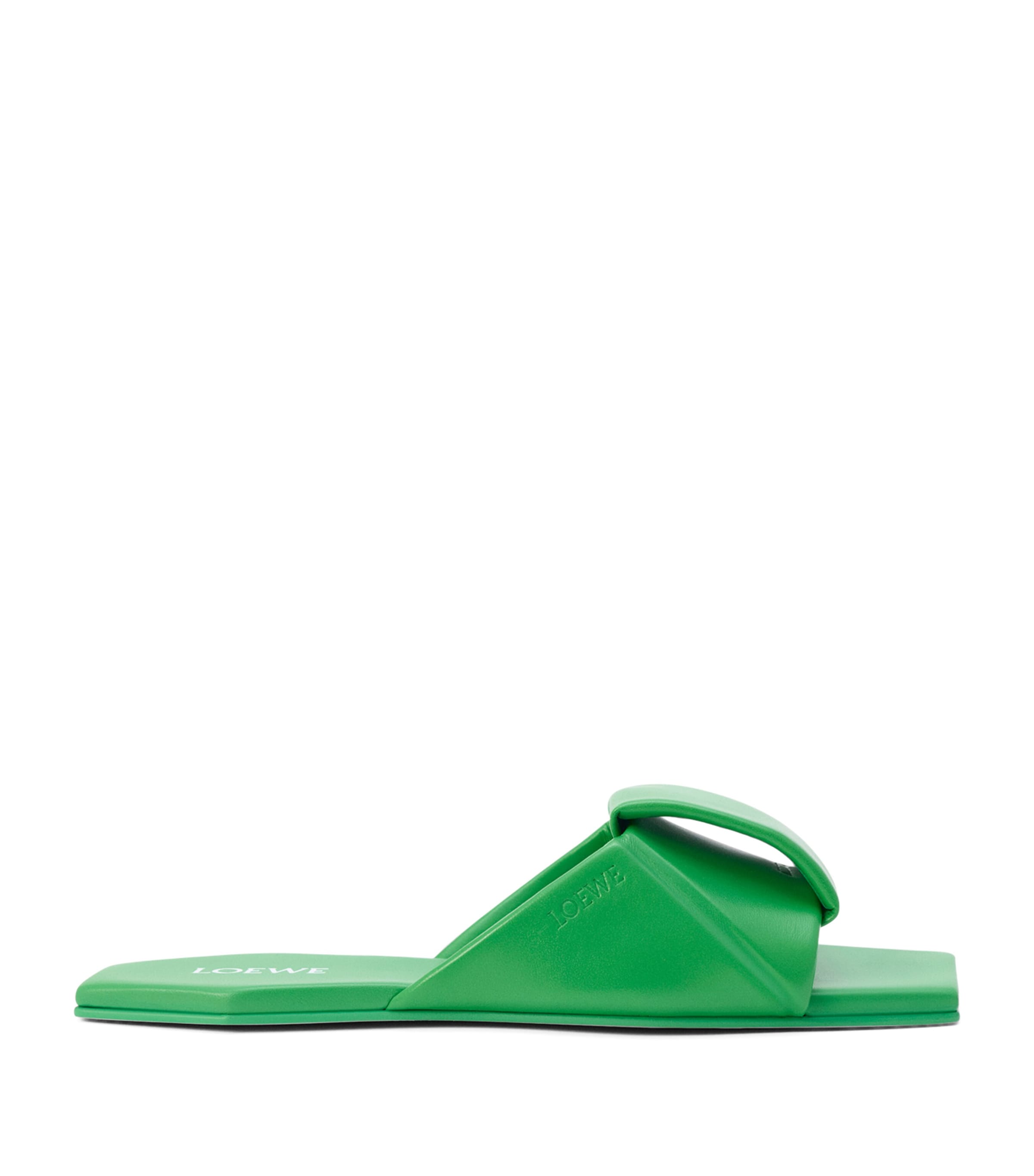 LOEWE Leather Origami Slides Clover Green Image 1