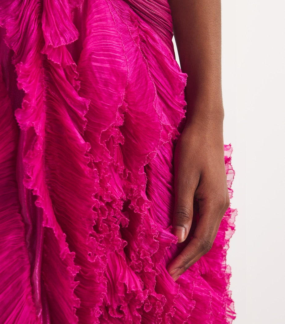 Maria Lucia Hohan Womens Frill-Detail Taylor Gown Raspberry Image 7