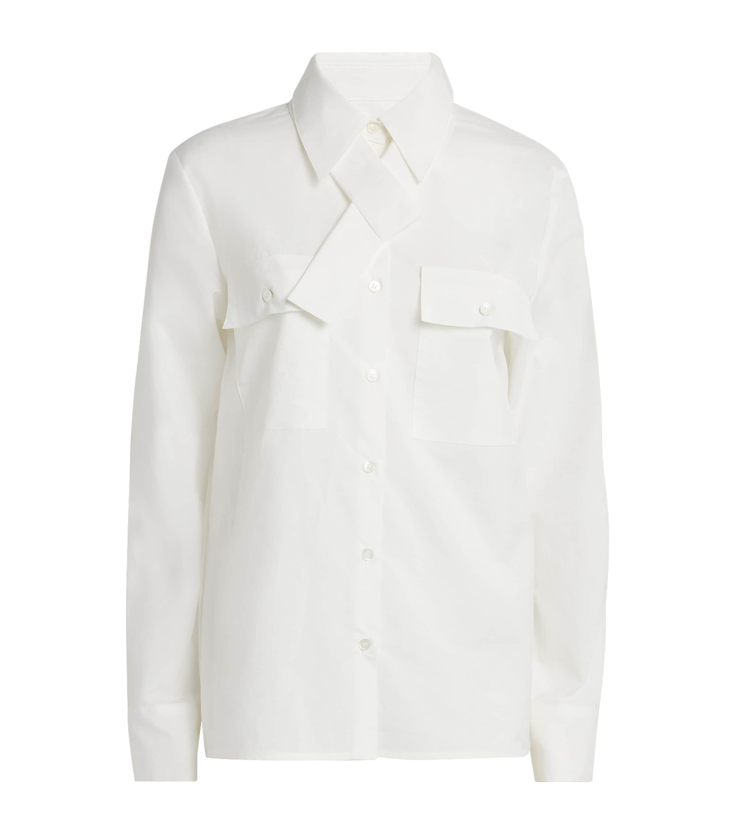 Shop Lvir Cotton-blend Tie-detail Shirt In White