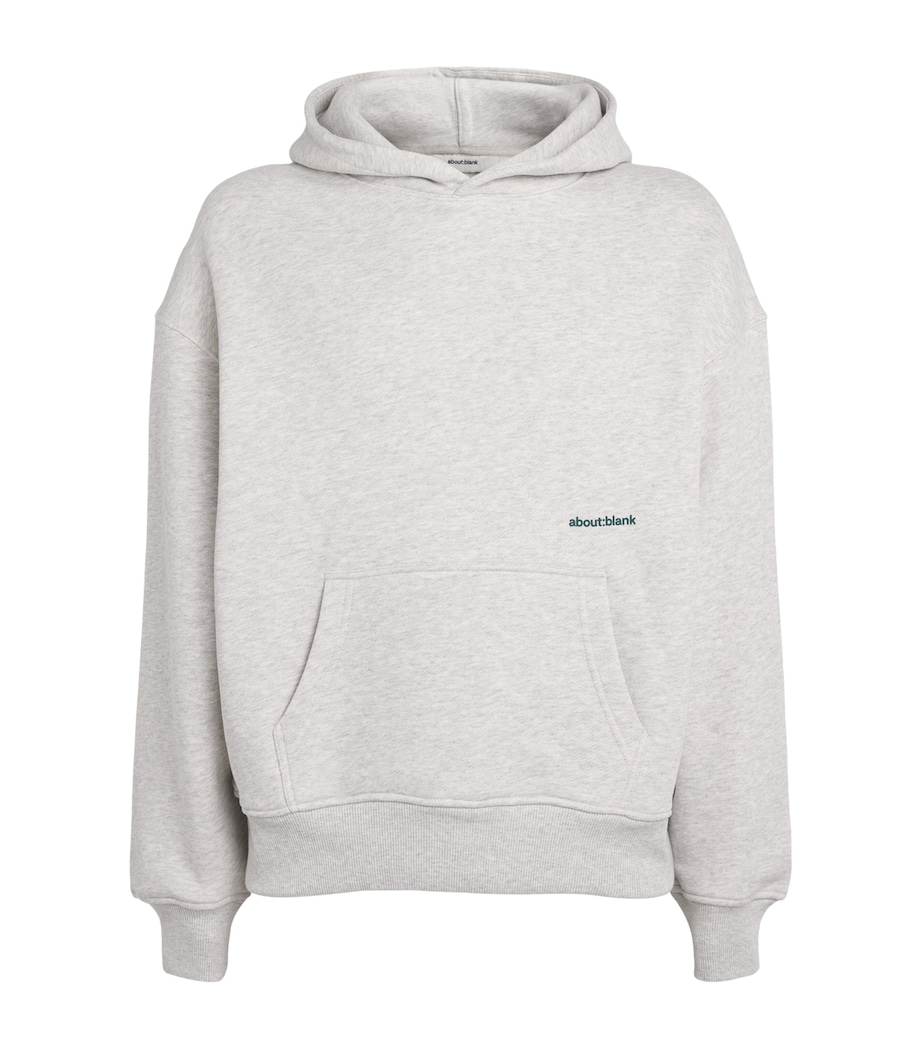 about:blank Mens Cotton Logo Hoodie Grey Marl/sage Image 1